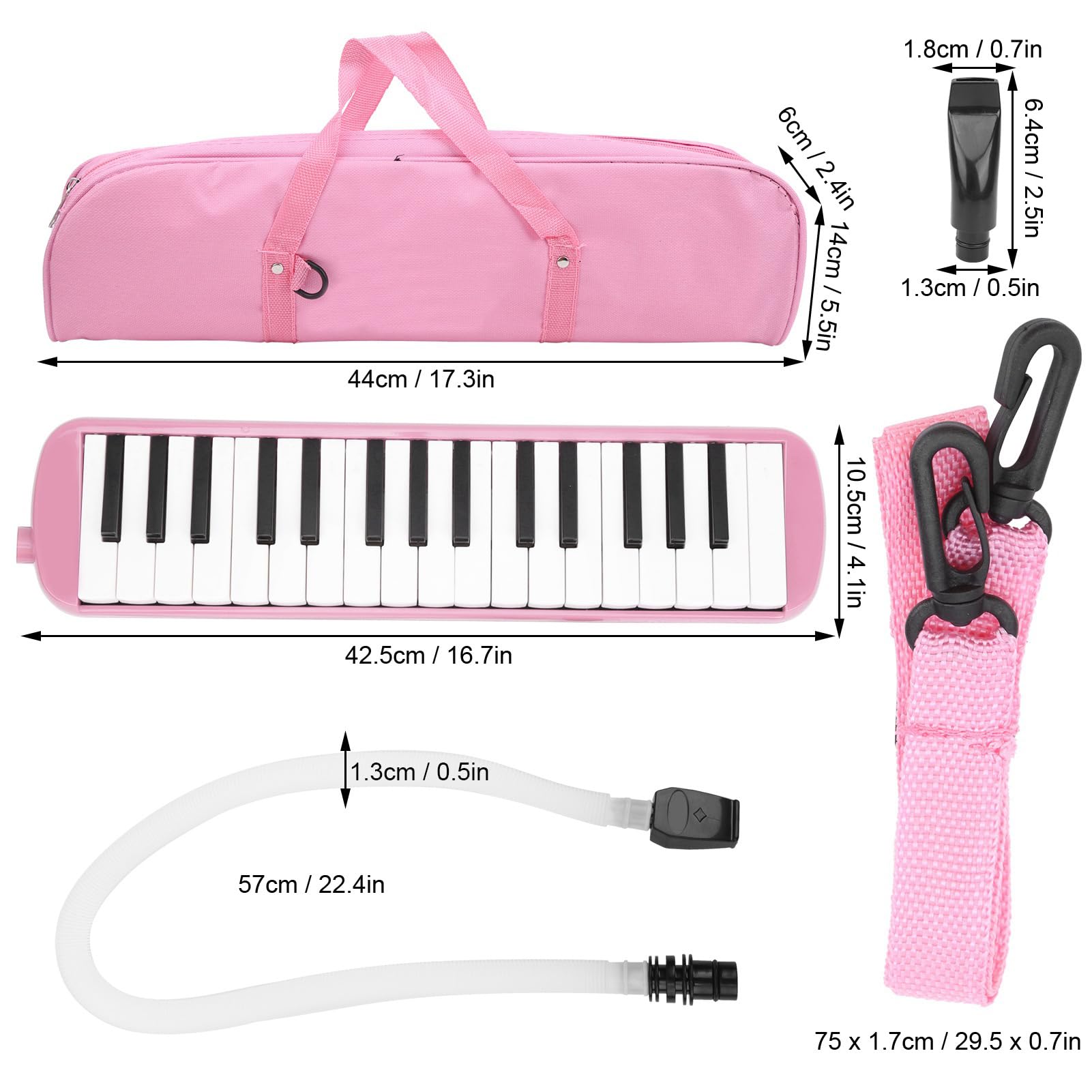 32 Key Melodica Air Piano Keyboard with Mouthpiece - Portable Wind Instrument for Beginners & Adults - Perfect for Music Lessons, Home Practice & Gift Giving