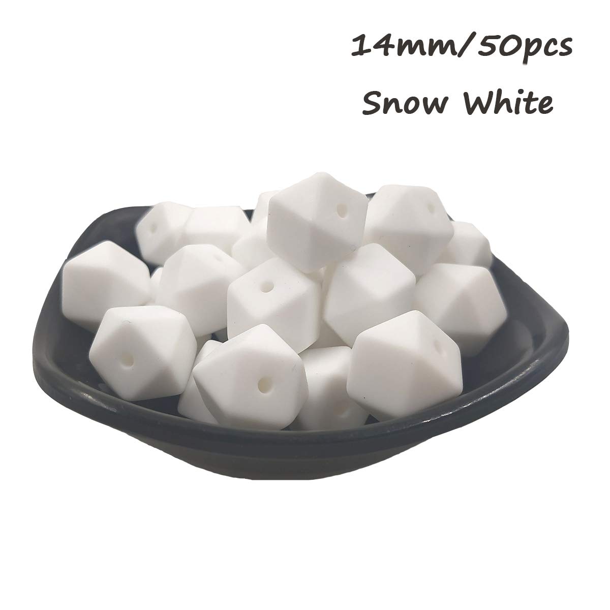 14mm Hexagonal Silicone Beads for DIY Jewelry & Keychains - 50pcs Bulk Craft Beads for Women