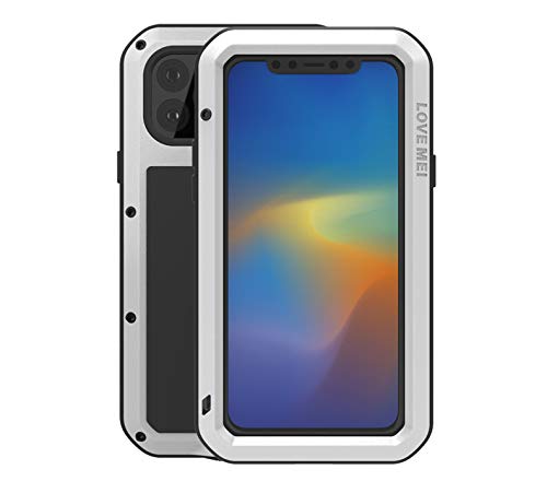 Love Mei Premium Aluminum Metal Armor Case for iPhone 11 Pro Max - Heavy Duty Shockproof & Dirtproof Full Body Protection (Silver) | Perfect for Outdoor Adventures, Construction Work & Extreme Sports
