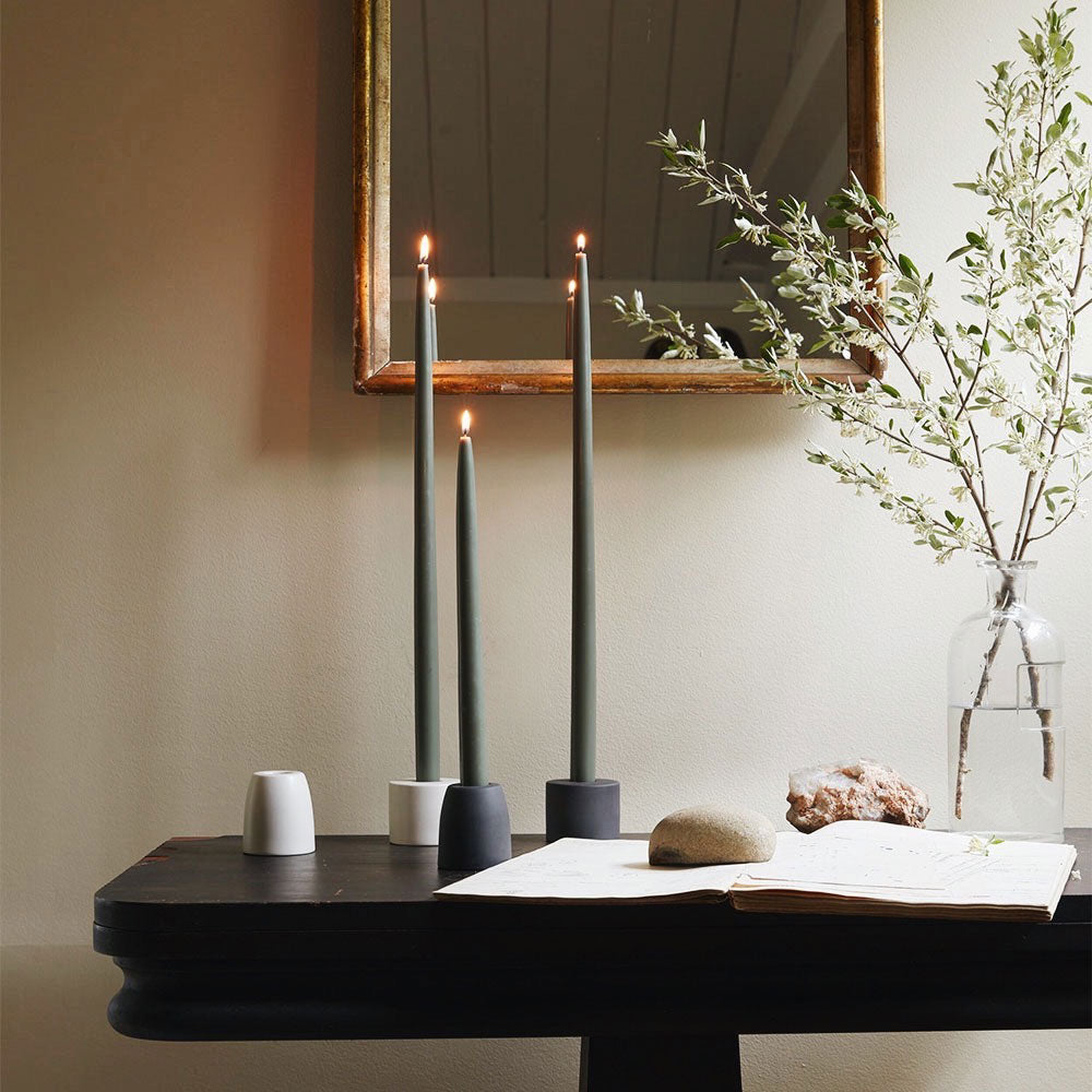 Premium Taper Candles for Home Decor - Elegant Moss Green Color - Perfect for Weddings, Dining Tables, and Romantic Ambiance