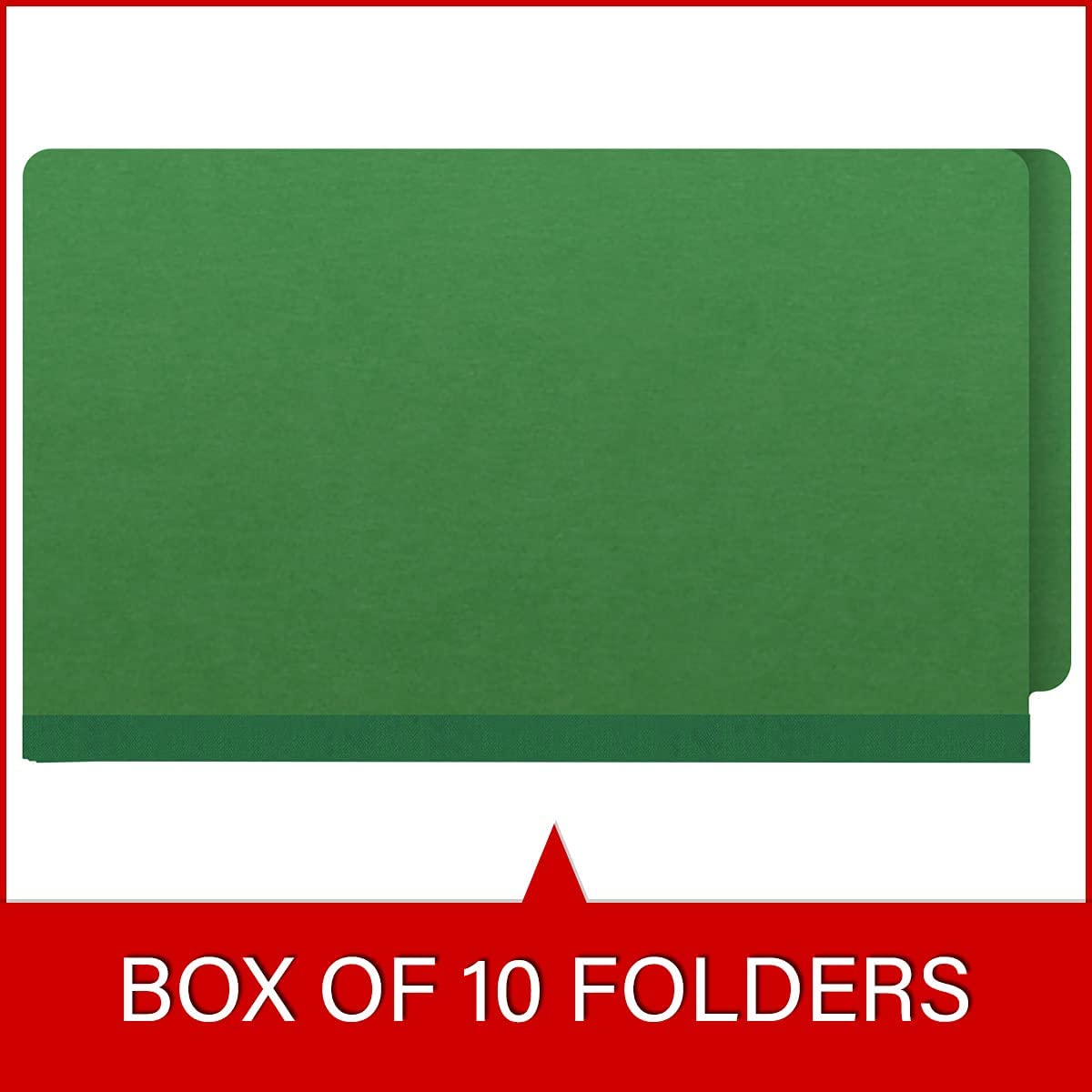 25-Point Pressboard Classification Folders with Full Cut End Tab - Legal Size, 2 Dividers, Moss Green (Box of 10) - Perfect for Office Organization, Document Filing & Legal Paperwork