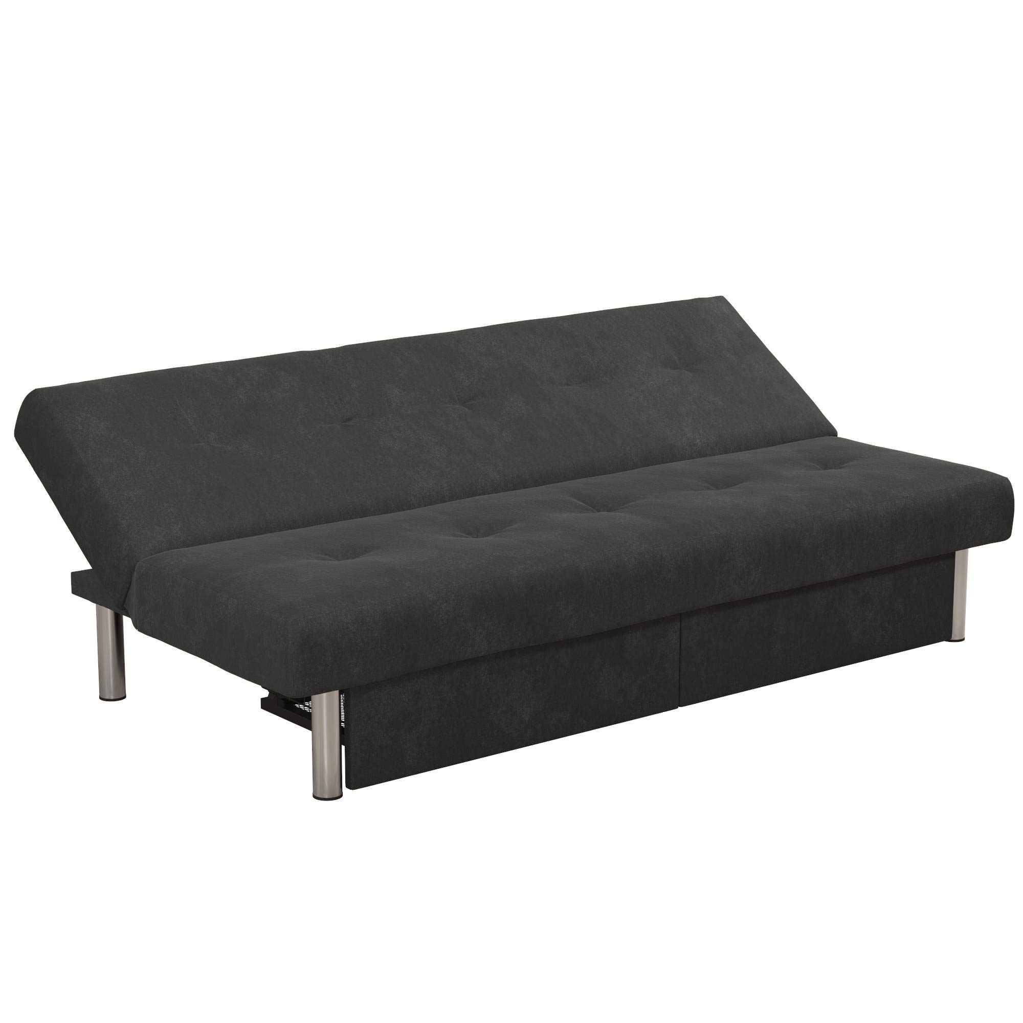 DHP Sola Storage Futon Sofa Bed - Convertible Sleeper with Under Seat Storage, Gray - Perfect for Small Apartments, Guest Rooms & Dorm Rooms