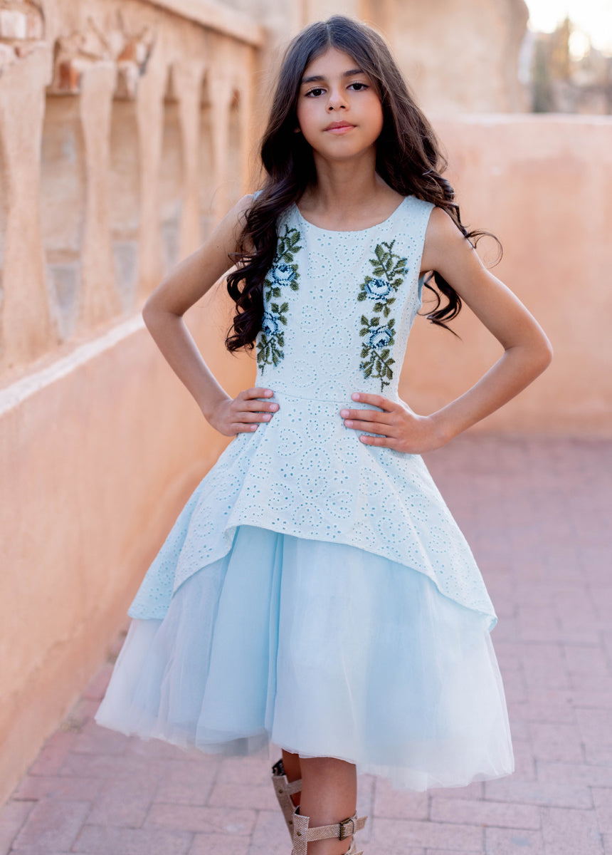 Amberlyn Ice Blue Dress for Women | Elegant Summer Casual & Party Wear | Perfect for Weddings, Dates & Office