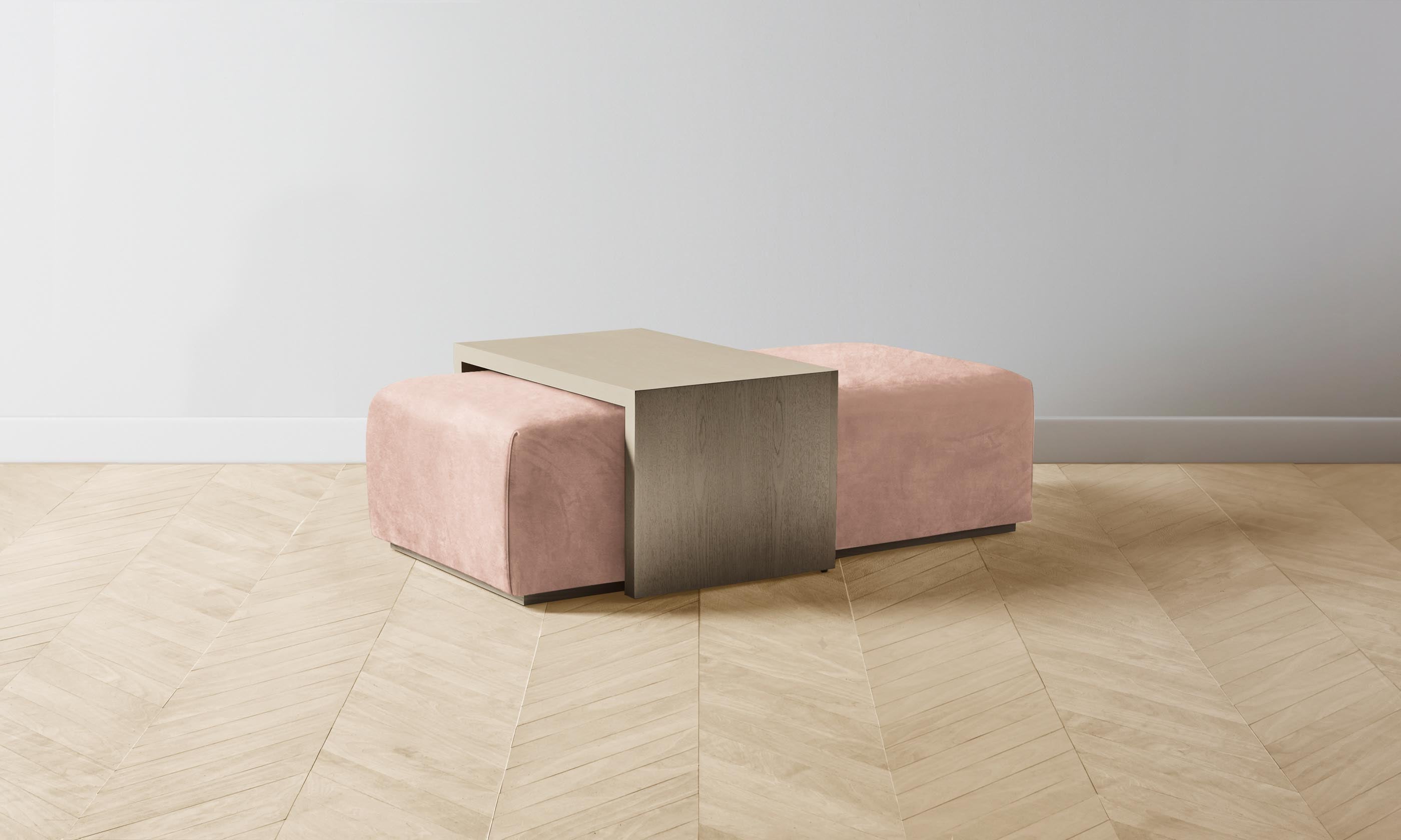 The Bowery Ottoman - Performance Velvet Dusty Rose - Stylish & Durable Footrest for Living Room, Bedroom, or Office - Perfect for Relaxing & Decorating