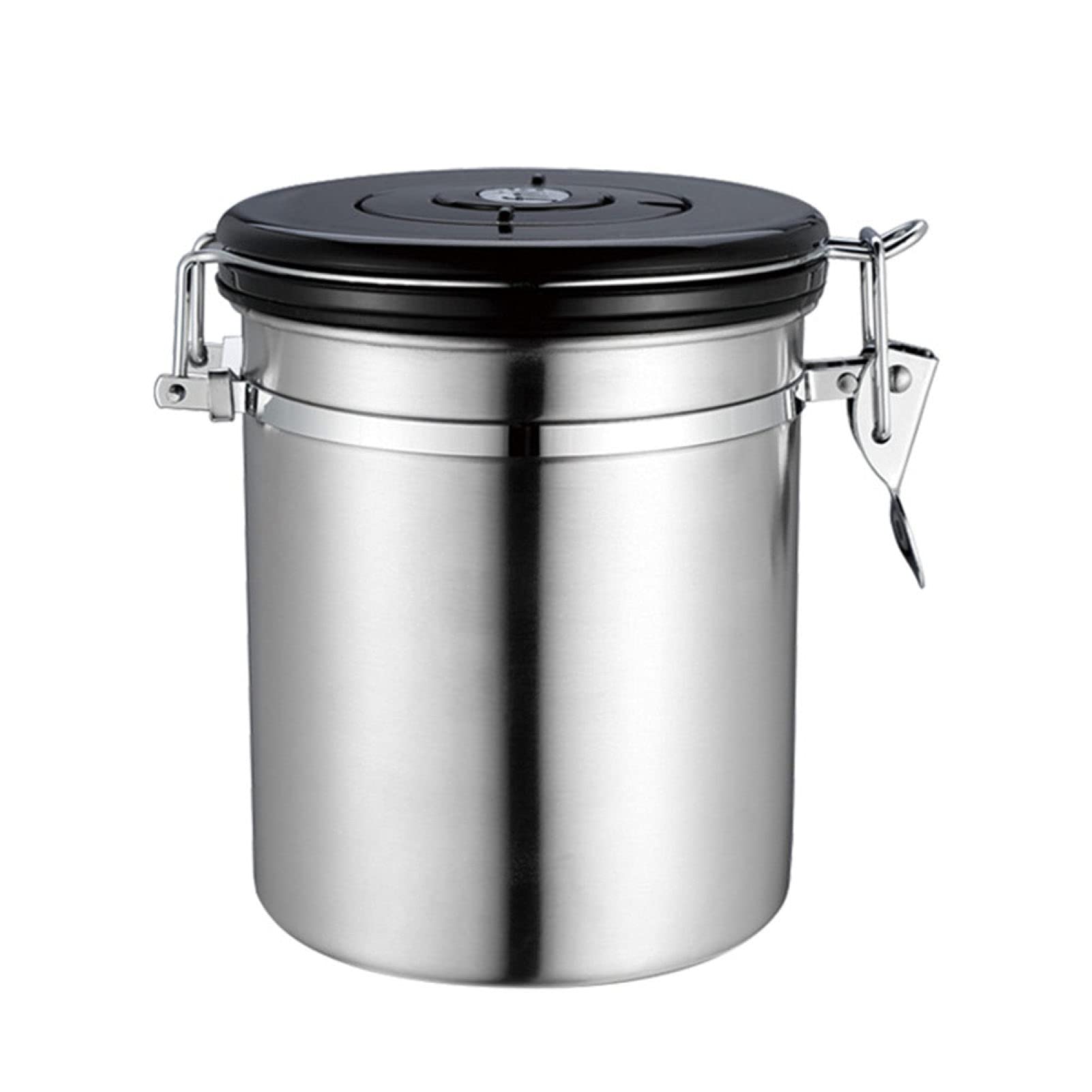 Premium Stainless Steel Coffee Bean Storage Container with Vent Valve - 1.5L/1.8L Airtight Tea & Coffee Canister for Freshness - Silver (Ideal for Kitchen Countertop, Pantry & Coffee Station Organization)