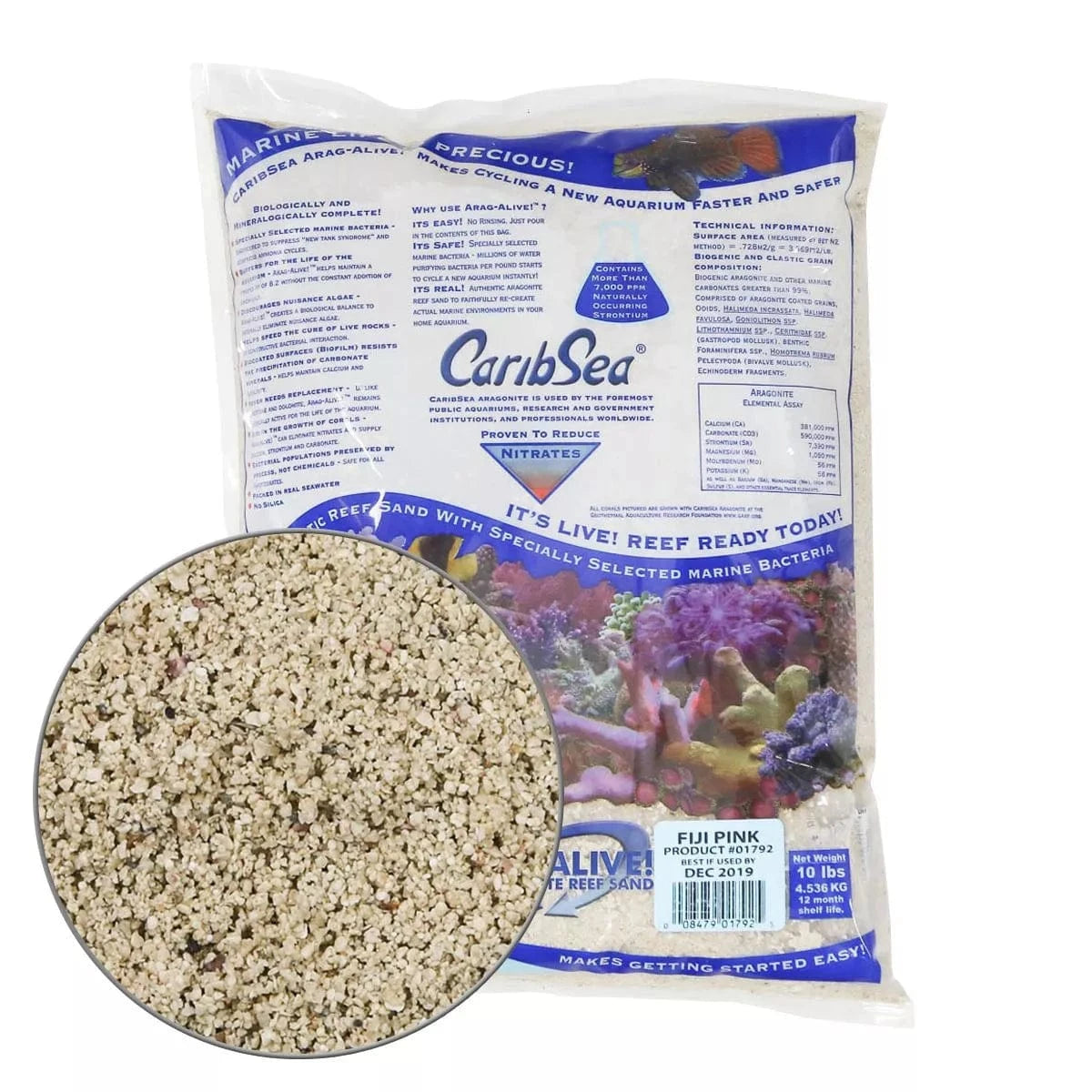 CaribSea Fiji Pink Live Sand for Saltwater Aquariums - Natural Live Aragonite Sand for Reef Tanks, Marine Fish & Coral - Perfect for Aquascaping & Biological Filtration
