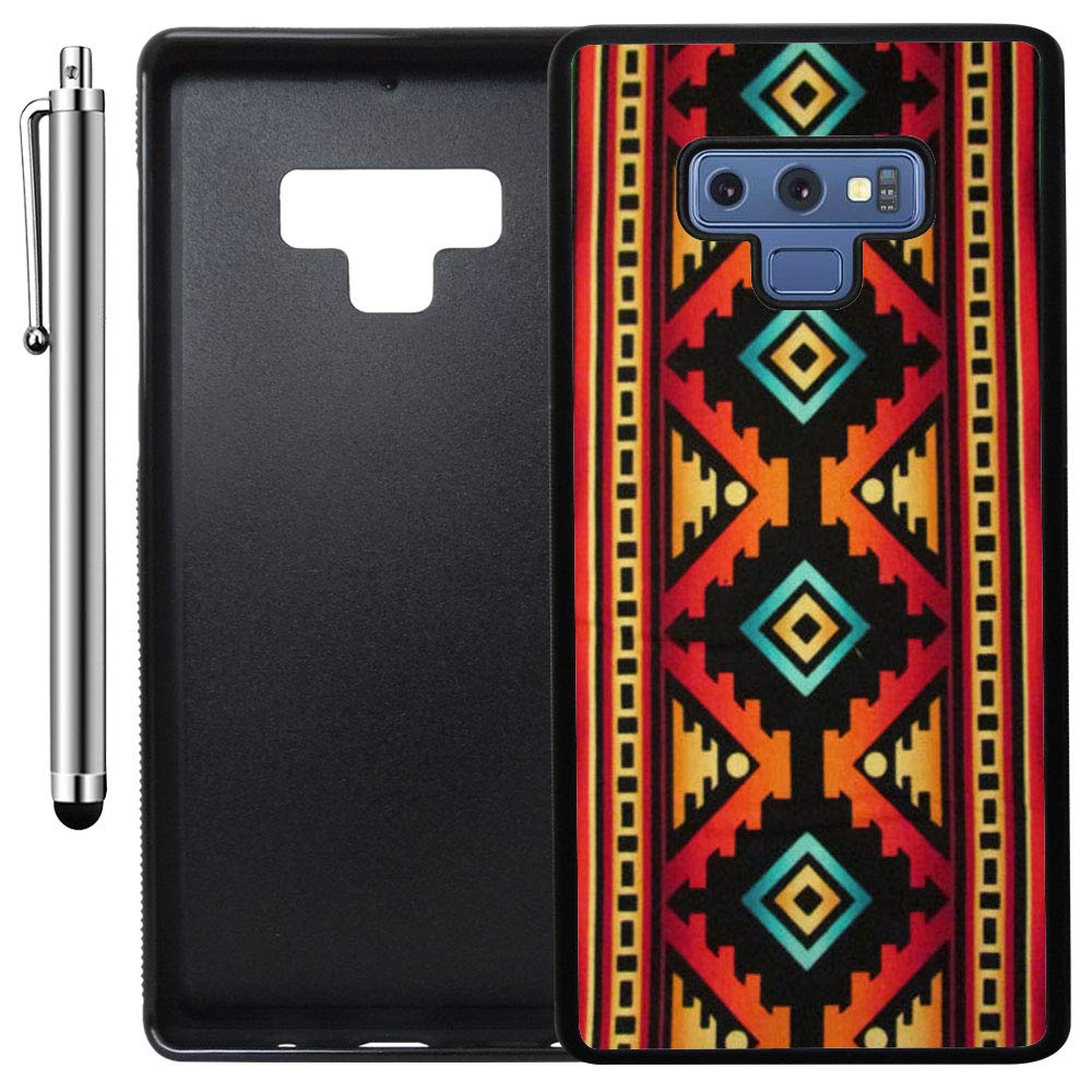 Custom Galaxy Note 9 Case with Native American Tribal Design - Ultra Slim Black Rubber Cover | Edge-to-Edge Protection | Lightweight & Includes Stylus Pen by Innosub - Perfect for Daily Use, Travel & Work Protection