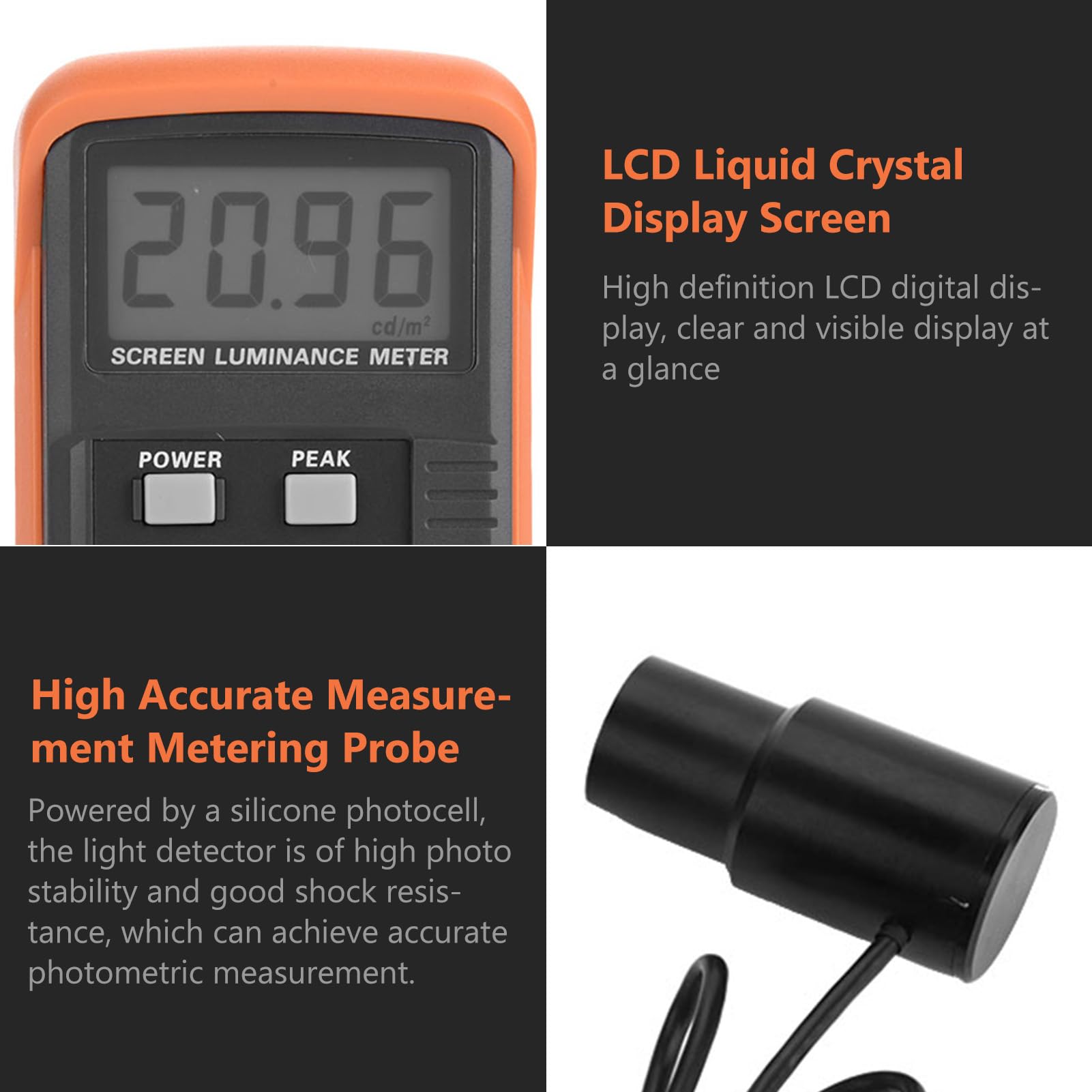 Professional Handheld Lux Light Meter - Digital LCD Screen Luminance Tester for Measuring Brightness (0.01-39990 cd/m²) - Perfect for Photography, Film Production, Indoor Lighting Design & Plant Growth Monitoring