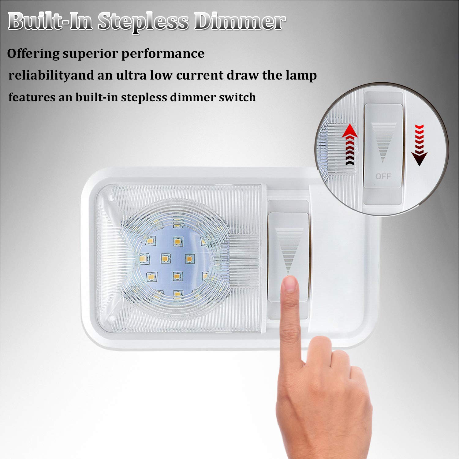Dimmable RV Ceiling Dome Light - 24 LED Adjustable Interior Lighting for Car, Marine Boat, Trailer & Camper Vans | Natural White 4000-4500K | Perfect for Night Driving & Cozy Cabin Ambiance