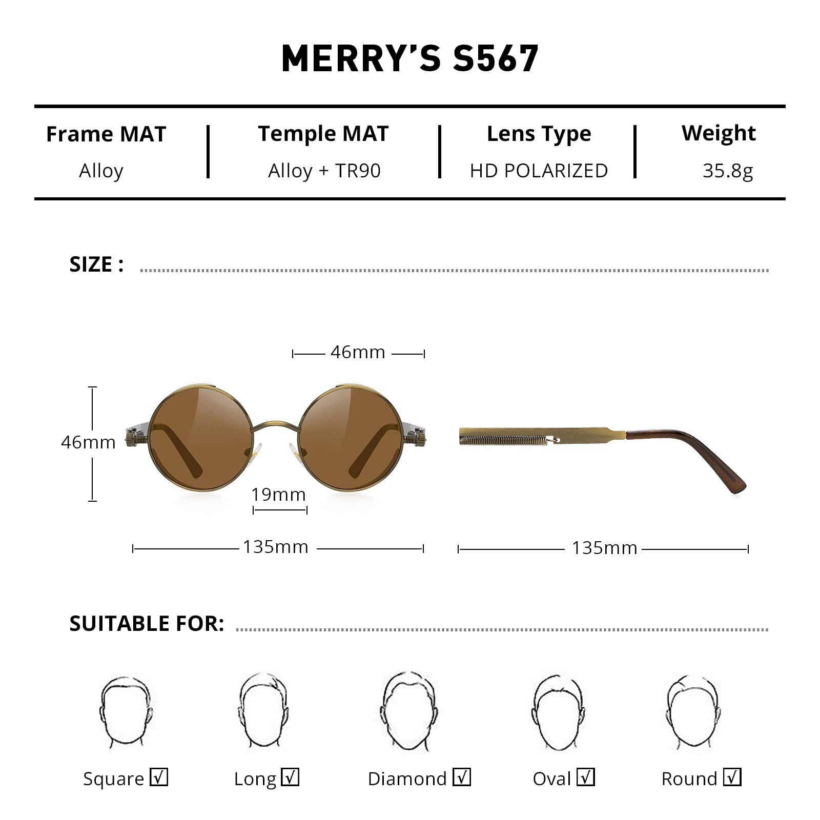 Stylish Gothic Steampunk Sunglasses for Women & Men - Vintage Round Lens Metal Frame S567 - Perfect for Cosplay, Halloween & Alternative Fashion