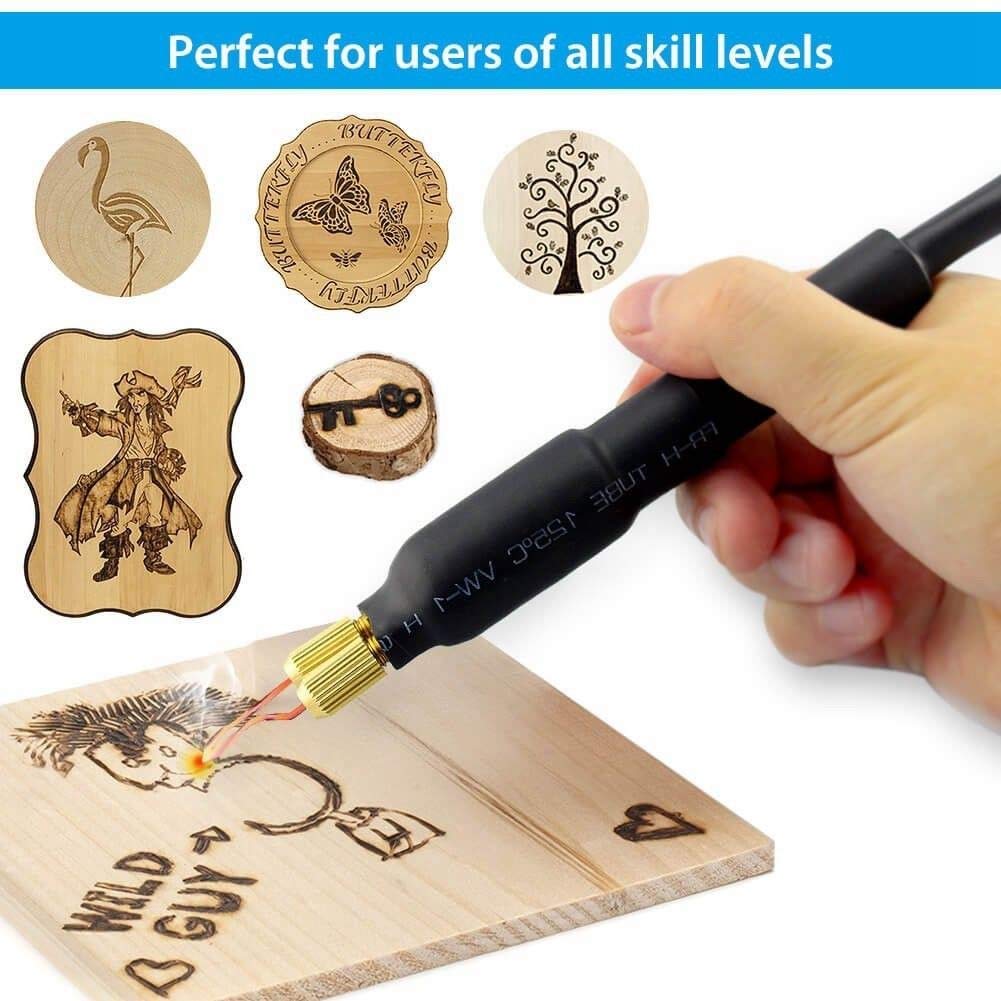 TOPCHANCES 110V 60W Professional Wood Burning Kit with Dual Pen & 20 Wire Tips - Pyrography Tool for Woodworking, Leather, Gourds - Perfect for Beginners & Adults (Dual Pointer Display) - Great for DIY Crafts, Home Decor & Personalized Gift Making