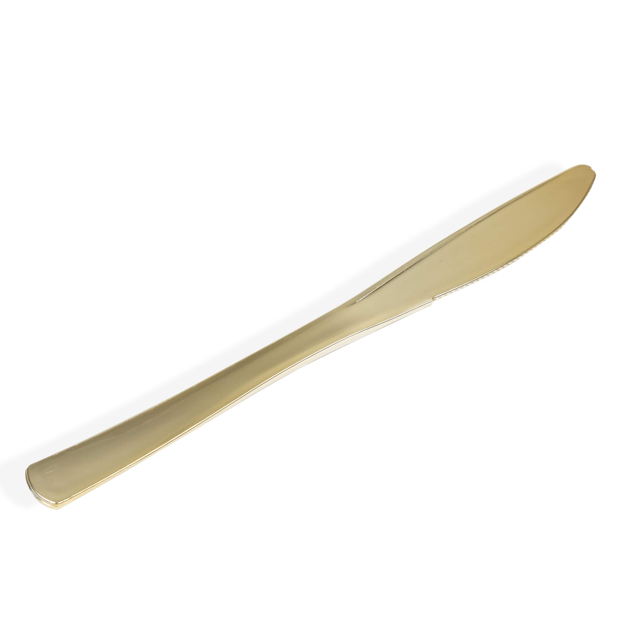 50 Gold Plastic Knives - Heavy Duty Disposable Cutlery for Parties, Weddings & Events | Elegant Plastic Utensils Set | Bulk Flatware for Catering, Picnics & Restaurants