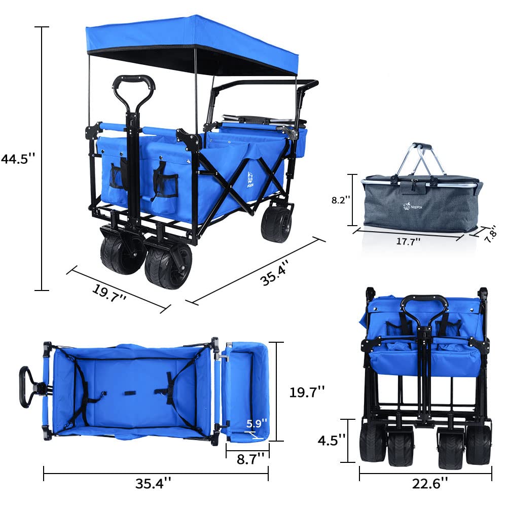 Heavy Duty Collapsible Folding Wagon Cart with Removable Canopy - 4