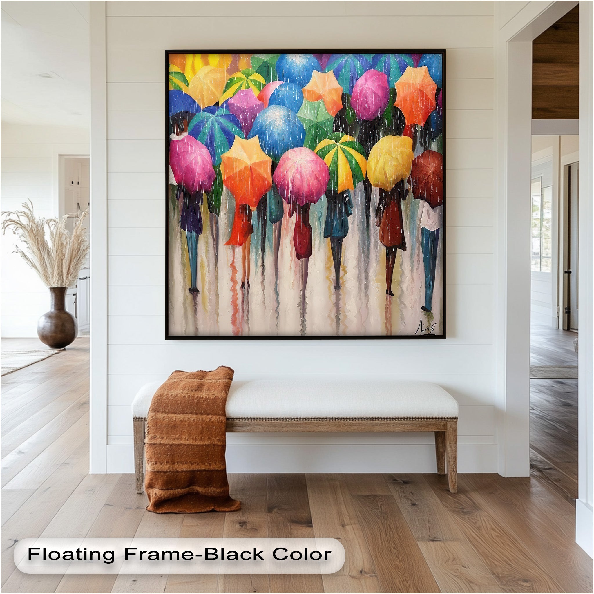 Vibrant Abstract Oil Painting - City Rain Melody Artwork for Home Decor & Office Wall Art | Modern Canvas Painting for Living Room, Bedroom & Office Spaces