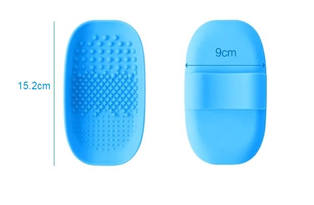 **MobFest® Silicone Makeup Sponge Cleaner Brush - Durable Eyeshadow & Powder Puff Cleaning Tool with Strip Tray - 1 Piece (Blue) | Perfect for Daily Makeup Brush & Beauty Blender Cleaning**