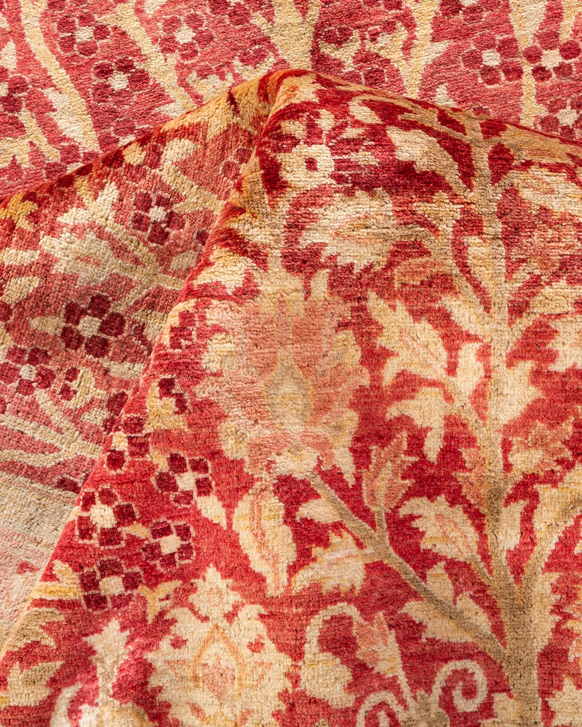 Handmade Wool Oriental Mogul Orange 6x9 Area Rug - Traditional Hand-Knotted One-of-a-Kind Solo Rugs for Living Room, Bedroom & Home Decor