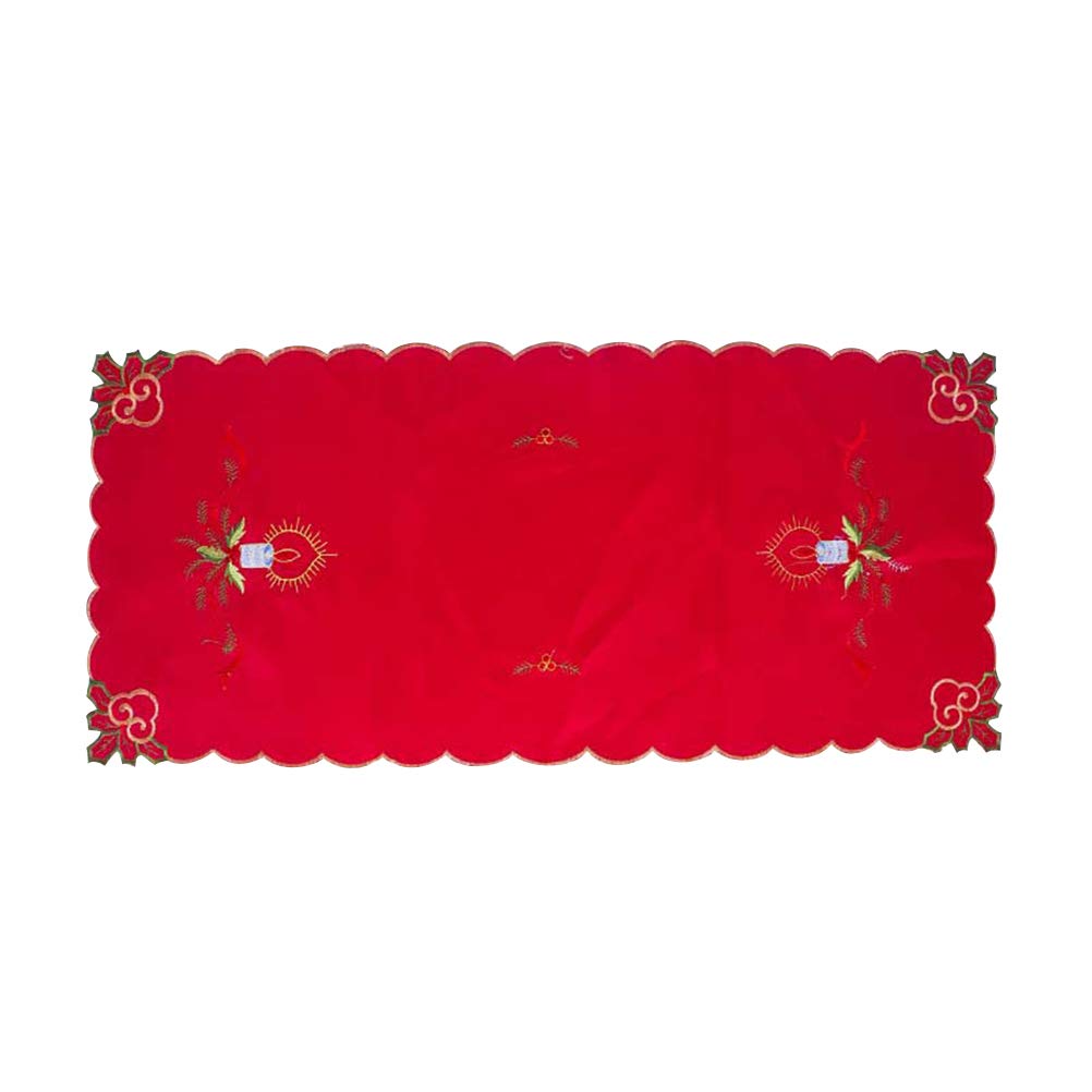 Amosfun Christmas Holiday Table Placemat - Rectangular Printed Decorative Dining Table Cloth Overlay (Red Wicker) for Festive Dinner Parties, Holiday Gatherings & Seasonal Home Decor