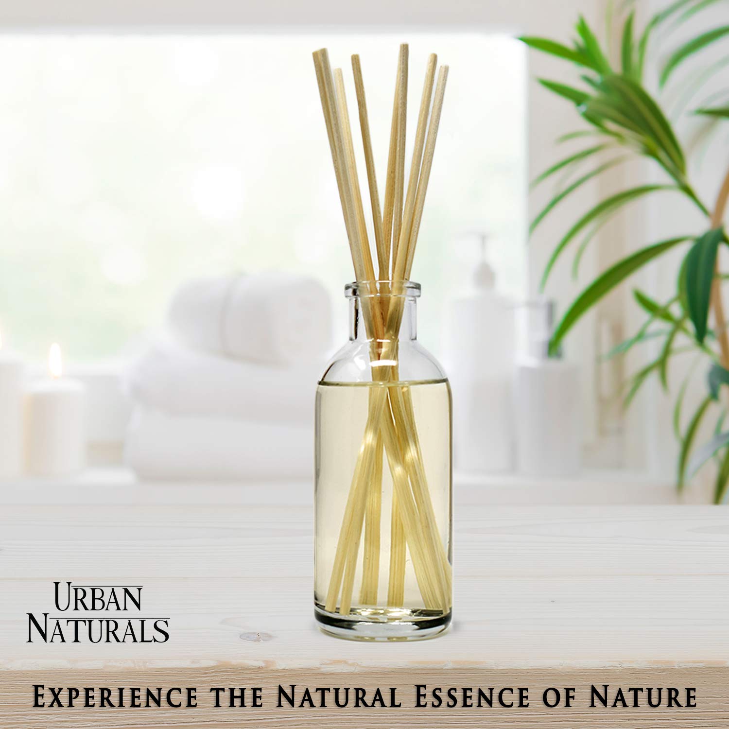 Urban Naturals Moroccan Amber Essential Oil Reed Diffuser Gift Set - Golden Silk Amber, Sun-Kissed Citron, Raw Coconut & Acai Scented Home Fragrance | Perfect for Living Room, Bedroom & Bathroom Aromatherapy
