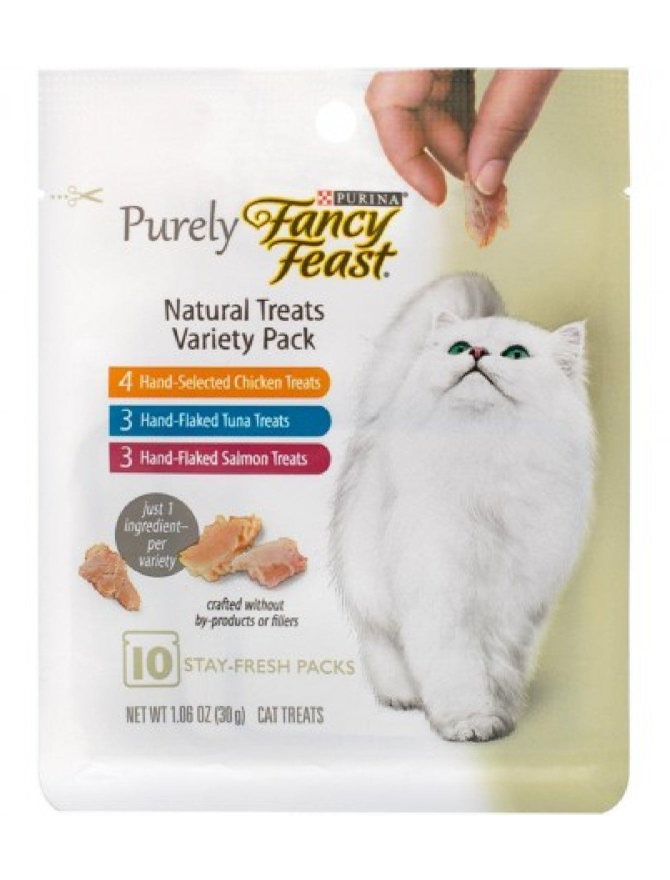 Fancy Feast Purely Natural Hand Flaked Variety Pack Cat Treats 30g - Grain Free, Healthy Snacks for Indoor & Outdoor Cats - Perfect for Training Rewards and Bonding Time