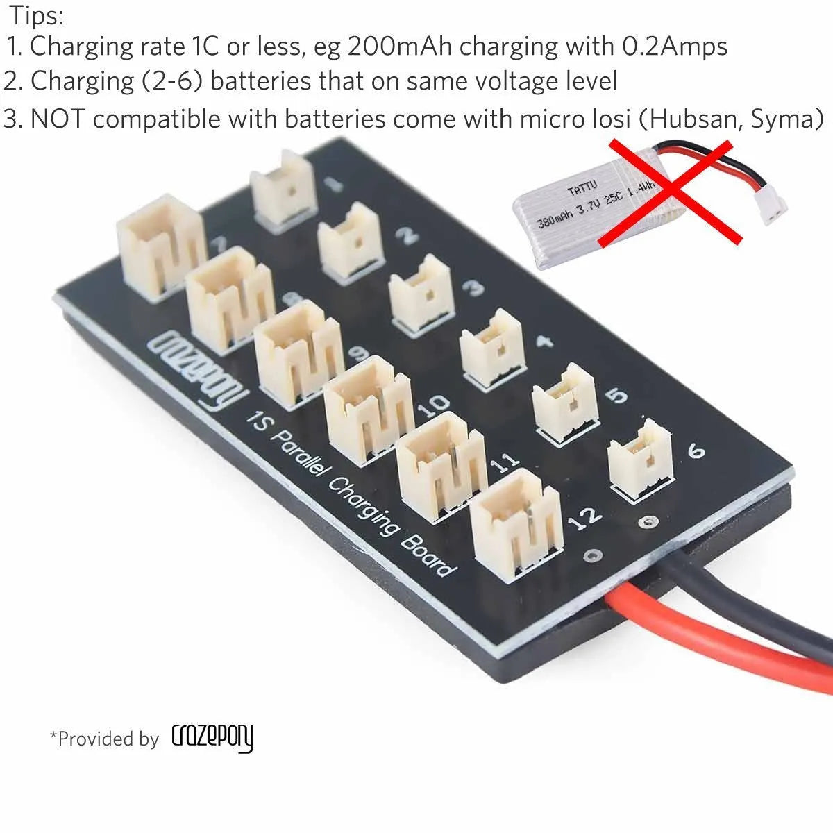 Crazepony 1S LiPo Battery Charging Board - Compact USB Charger for RC Drones, Quadcopters & DIY Electronics Projects | Perfect for Hobbyists and Remote Control Enthusiasts