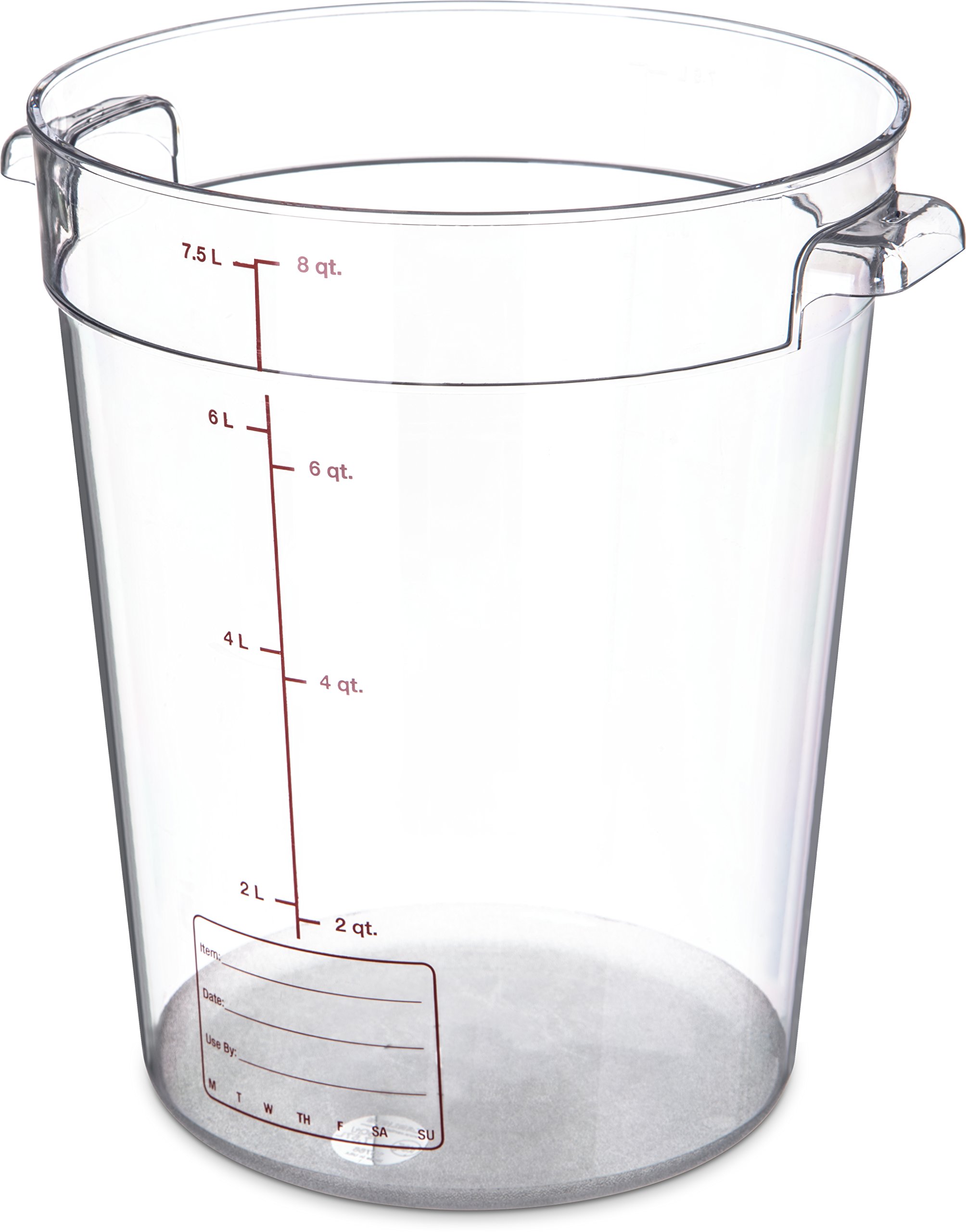 Carlisle Storplus 8 Quart Clear Polycarbonate Round Food Storage Container - Stackable Design for Catering, Buffets & Restaurants | Ideal for Food Prep, Leftovers & Commercial Kitchen Storage