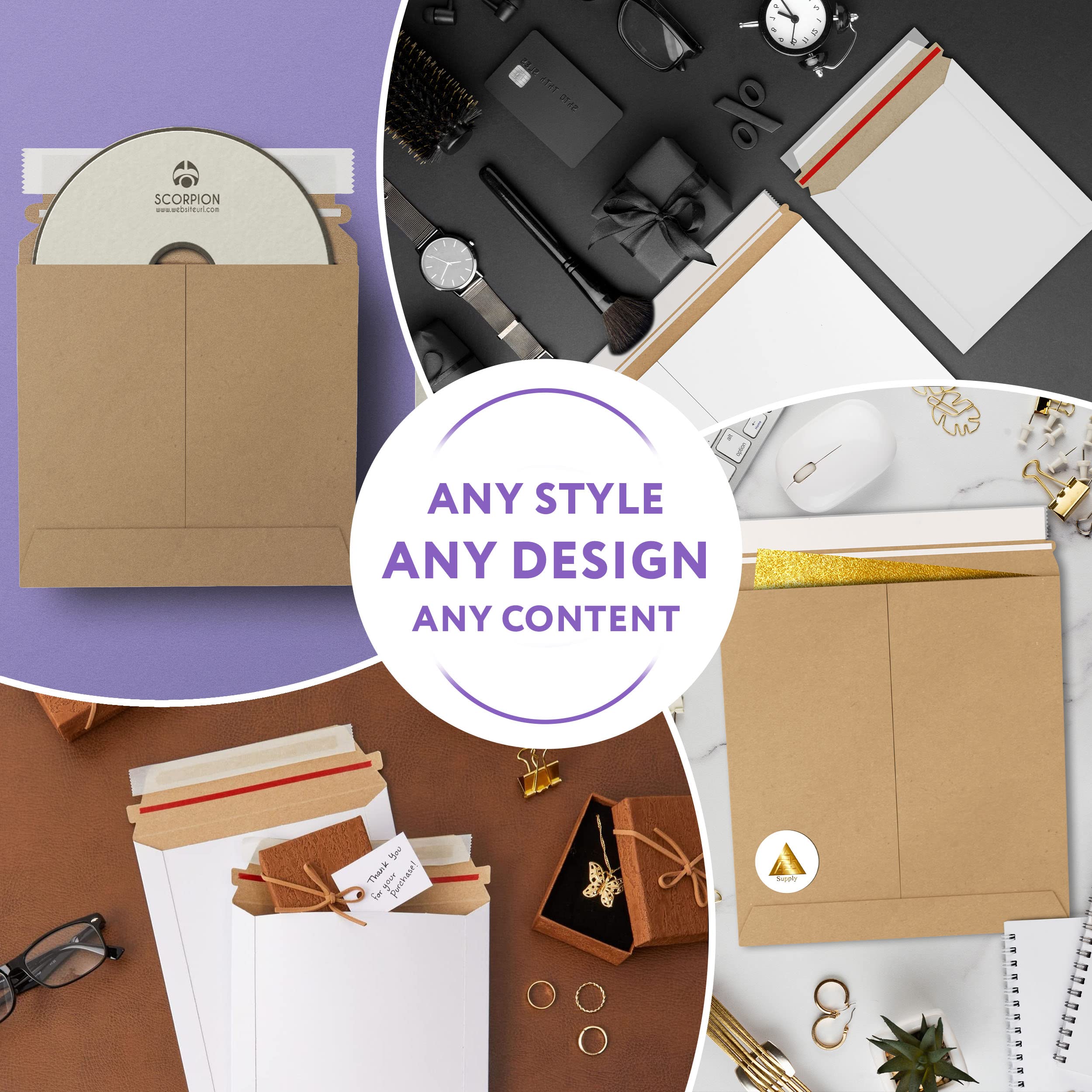 APQ White Rigid Mailers 14 7/8 x 11 7/8 Inches - Pack of 200 Sturdy Cardboard Photo Mailer Envelopes with Self-Seal Closure | Recyclable Flat Shipping Envelopes for Photos, Documents & Small Packages | Perfect for Ecommerce, Online Sellers & Small Business Shipping