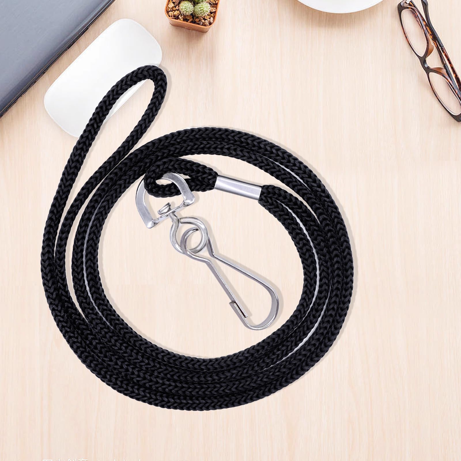 HOSL Black Nylon Lanyards 100 Pack with Swivel Hook for Office ID Cards & Events