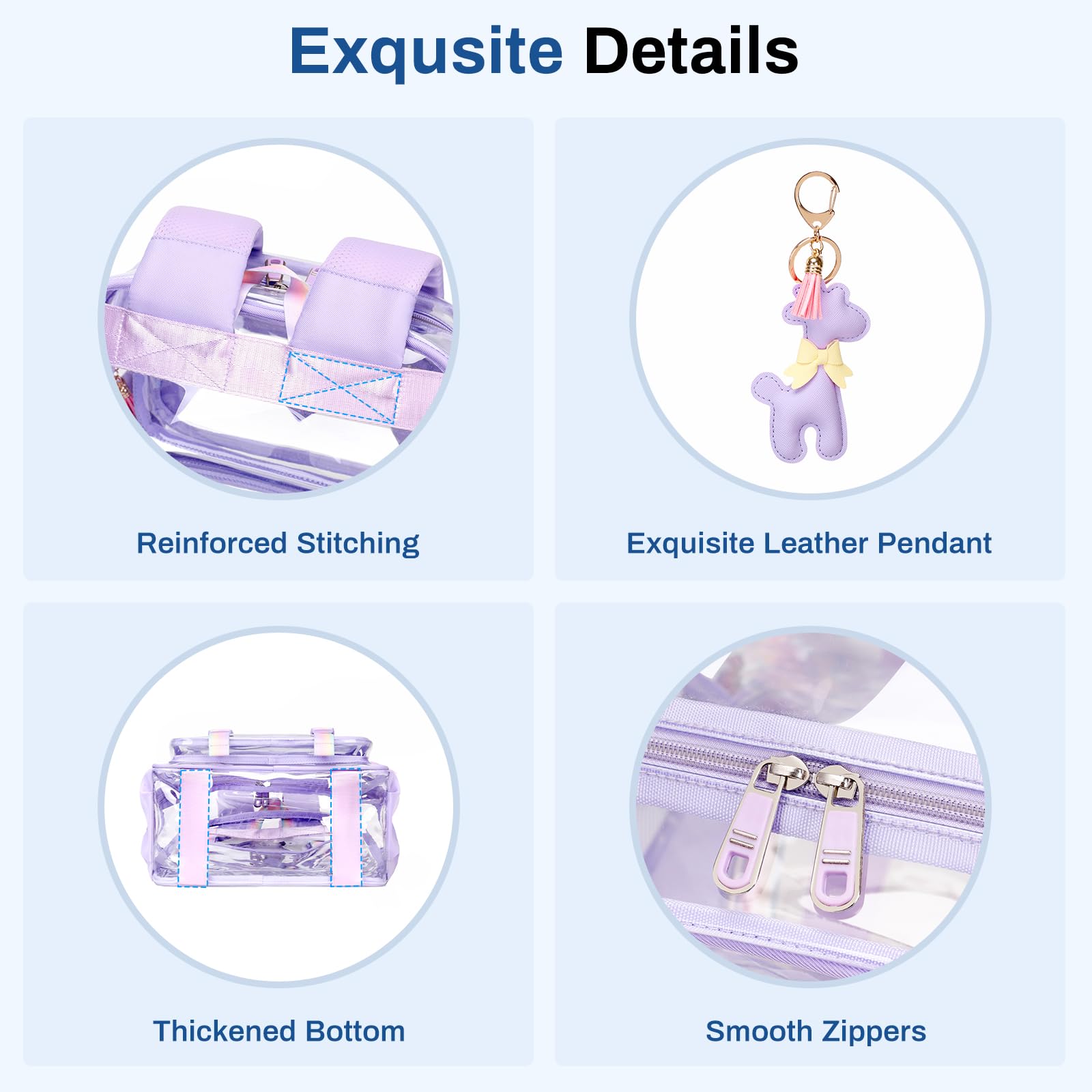 Clear Backpack for School & Travel - Heavy Duty PVC Transparent Bookbag with Multiple Pockets for Women & Teens | Waterproof See-Through Stadium Bag with Leather Pendant (Pink) - Perfect for School, Concerts, Airport Security & Theme Parks
