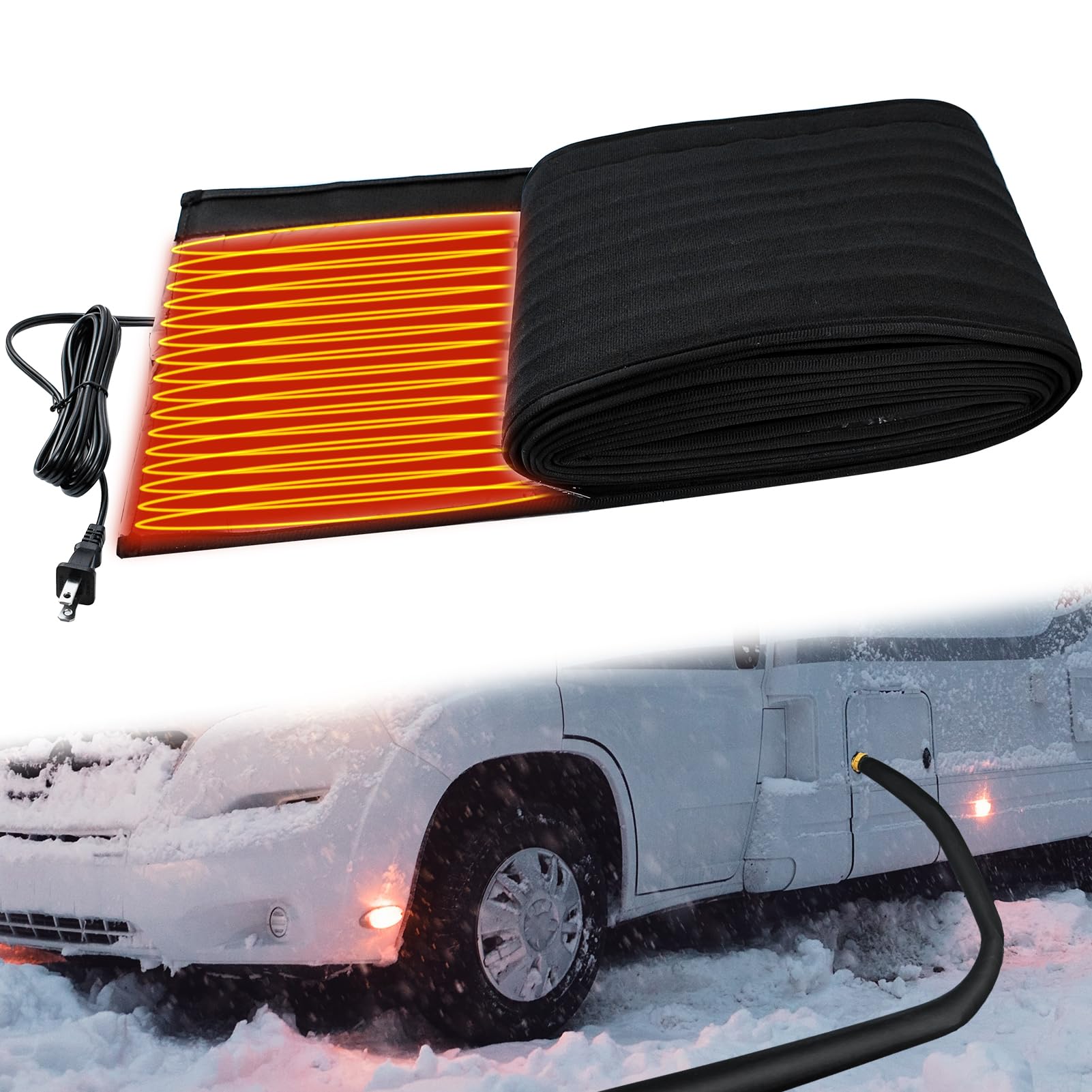 15Ft Heated RV Sewer Hose Cover - Insulated Winter Heating System for RV Campers