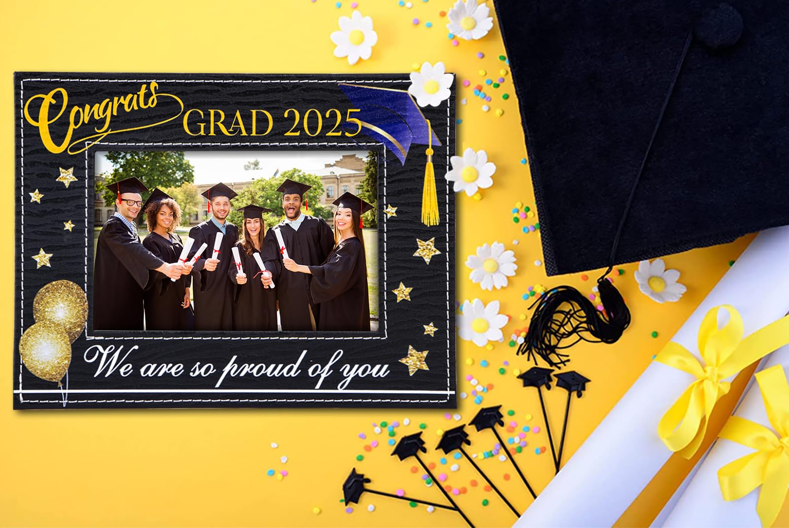 WhatSign 2025 Graduation Picture Frame - 4x6 Wood High School Graduation Photo Frame Gift for Daughter, Son, Granddaughter, Grandson | Perfect for Graduation Parties, Home Decor, and Cherishing Academic Achievements