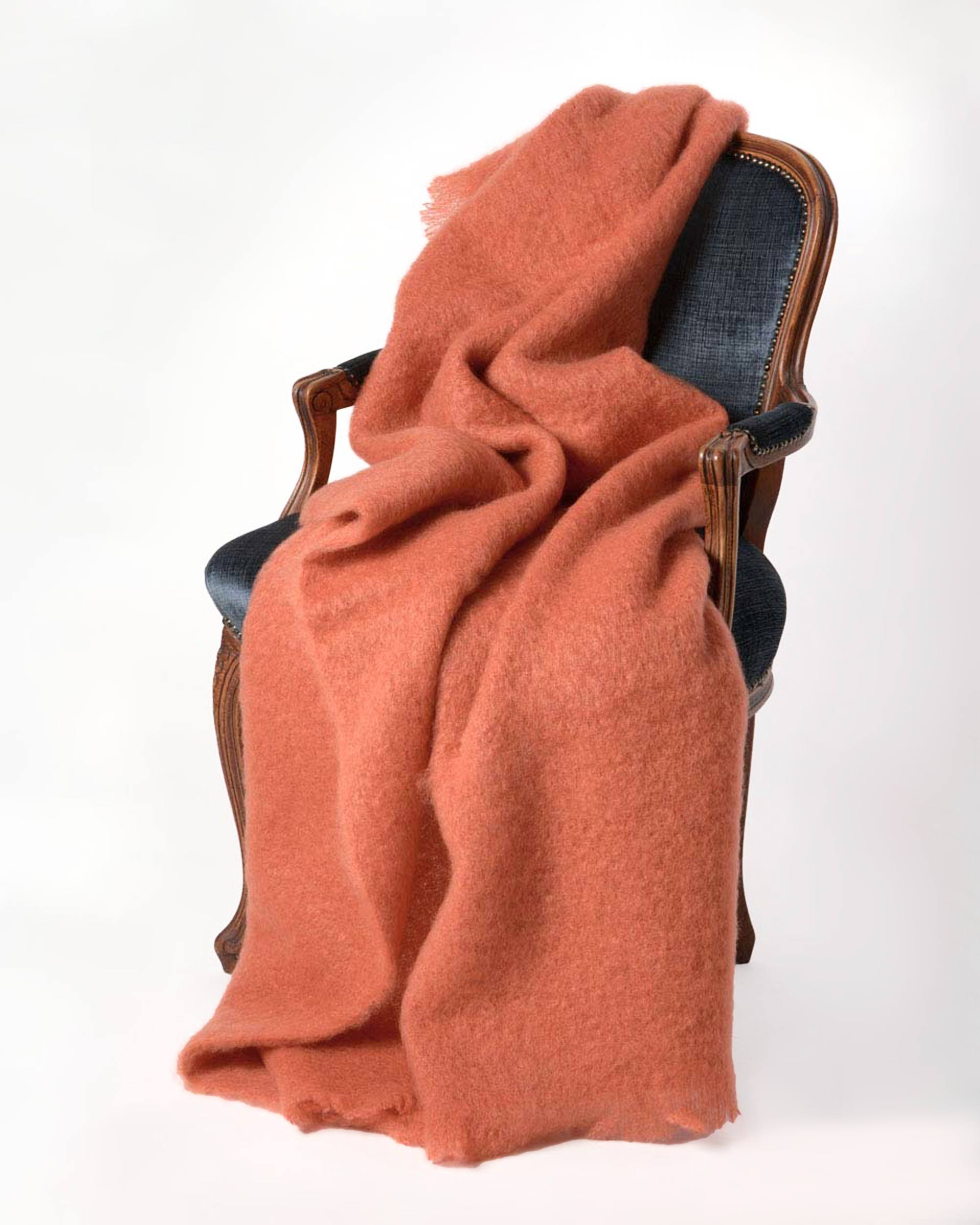 Terracotta Orange Mohair Chair Throw - Soft & Cozy Blanket for Living Room, Bedroom, or Office - Perfect for Sofa, Armchair, and Home Decor