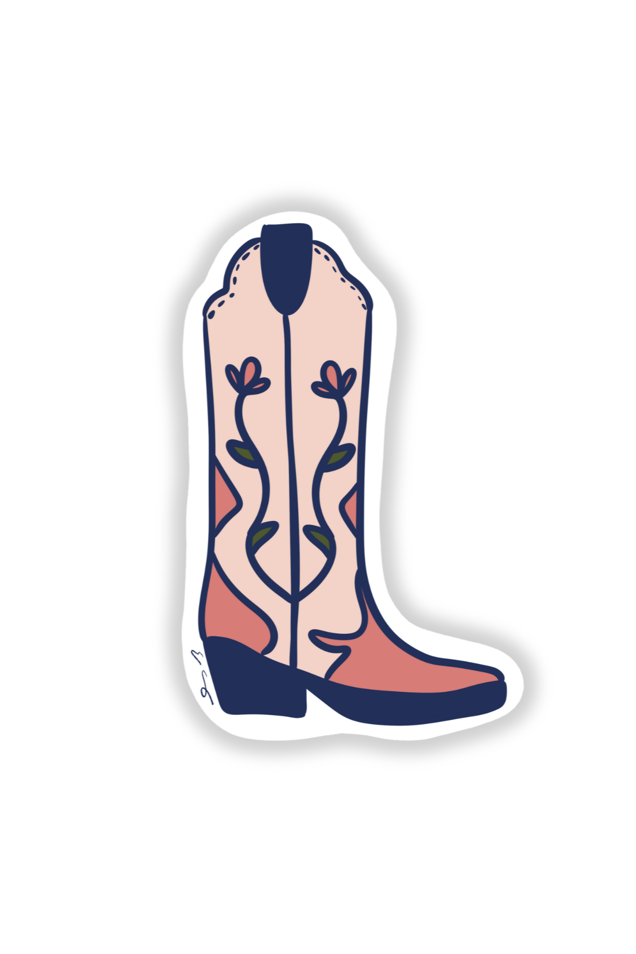 Pink Boot Die Cut Sticker - Waterproof Vinyl Decal for Laptops, Cars, Tumblers & DIY Crafts - Cute Western Cowgirl Theme