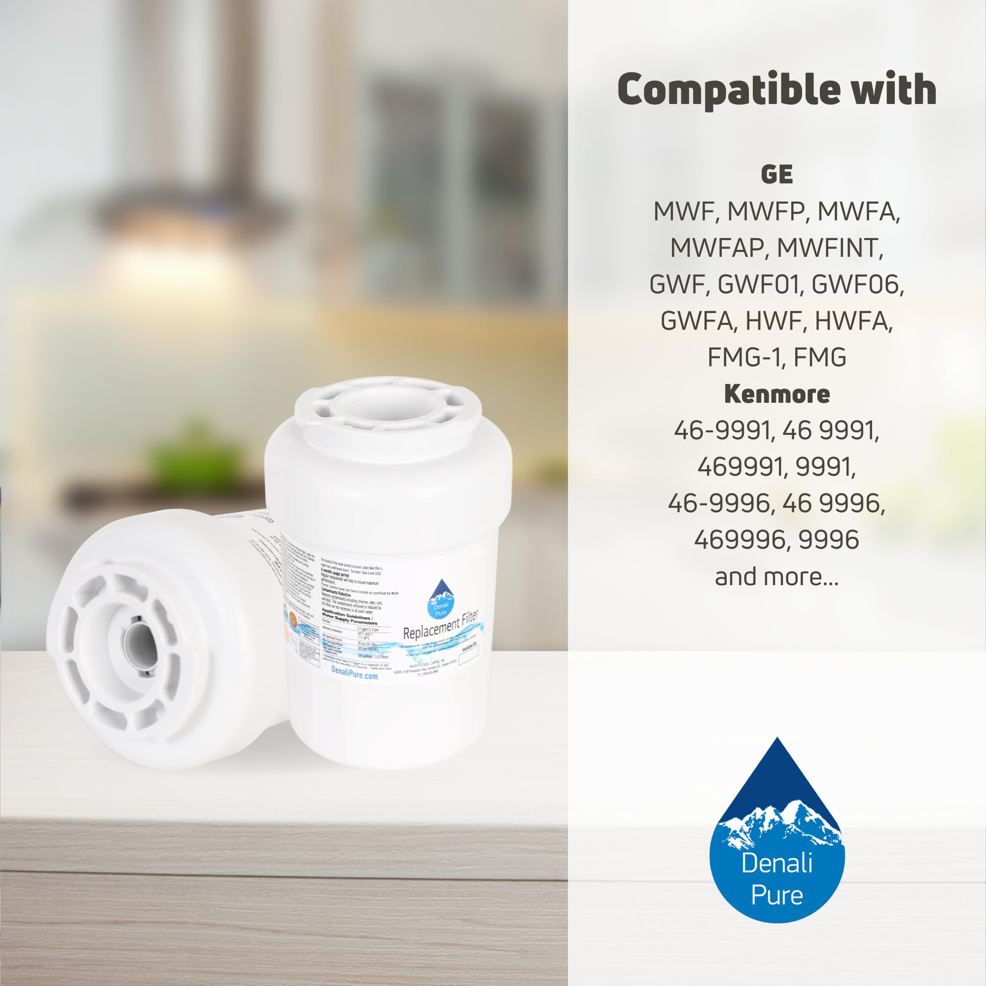 GE MWF MWFP Refrigerator Water Filter Replacement - Compatible with General Electric PFSS6PKXASS Fridge Filter Cartridge | Clean & Safe Drinking Water for Home & Office