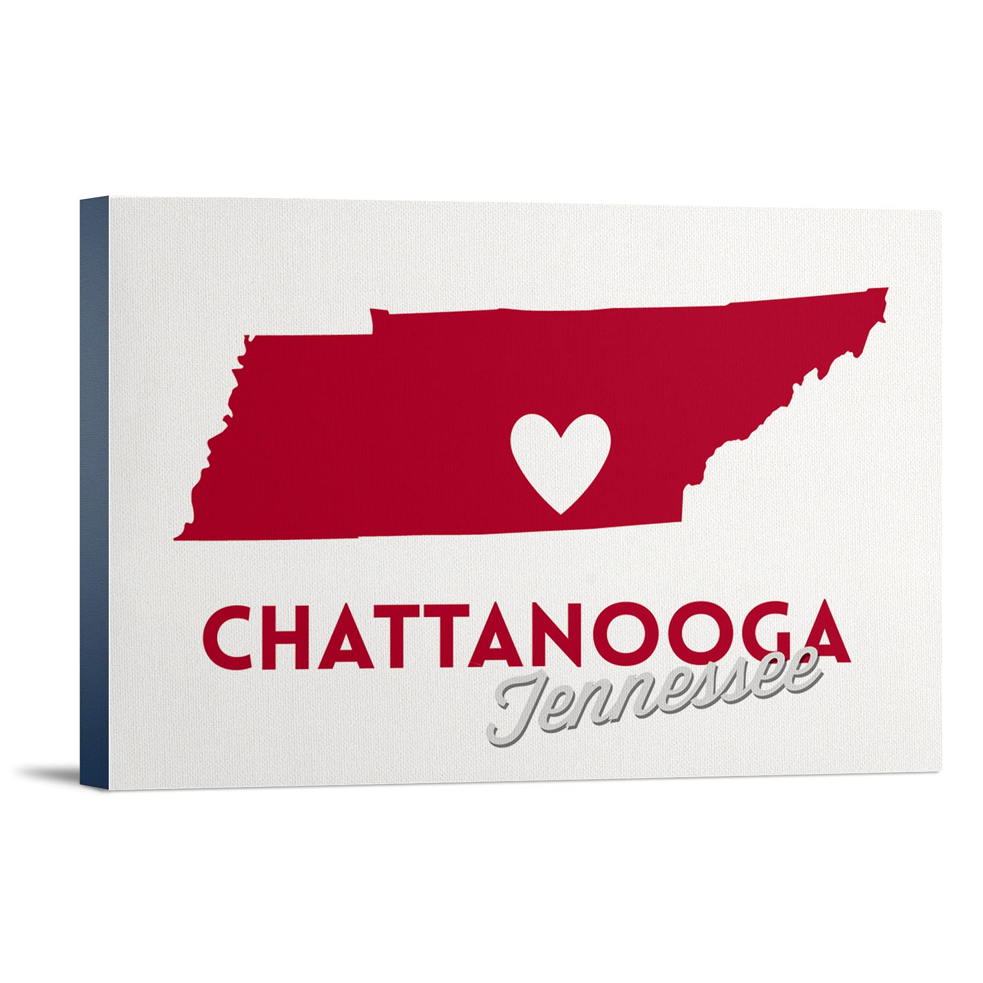 Lantern Press Chattanooga Tennessee Heart Design Wall Art - 12x18 Wrapped Canvas Print for Home & Office Decor - Perfect for Living Room, Bedroom or Gift