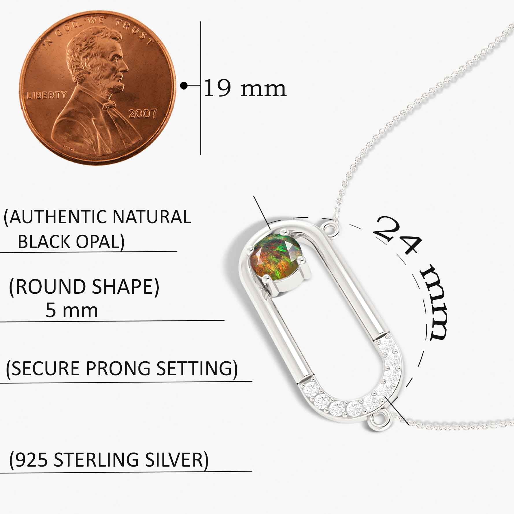 Black Fire Round Ethiopian Opal Pendant Necklace - Elegant Handmade Jewelry for Women, Gift for Her - Perfect for Weddings, Parties & Special Occasions