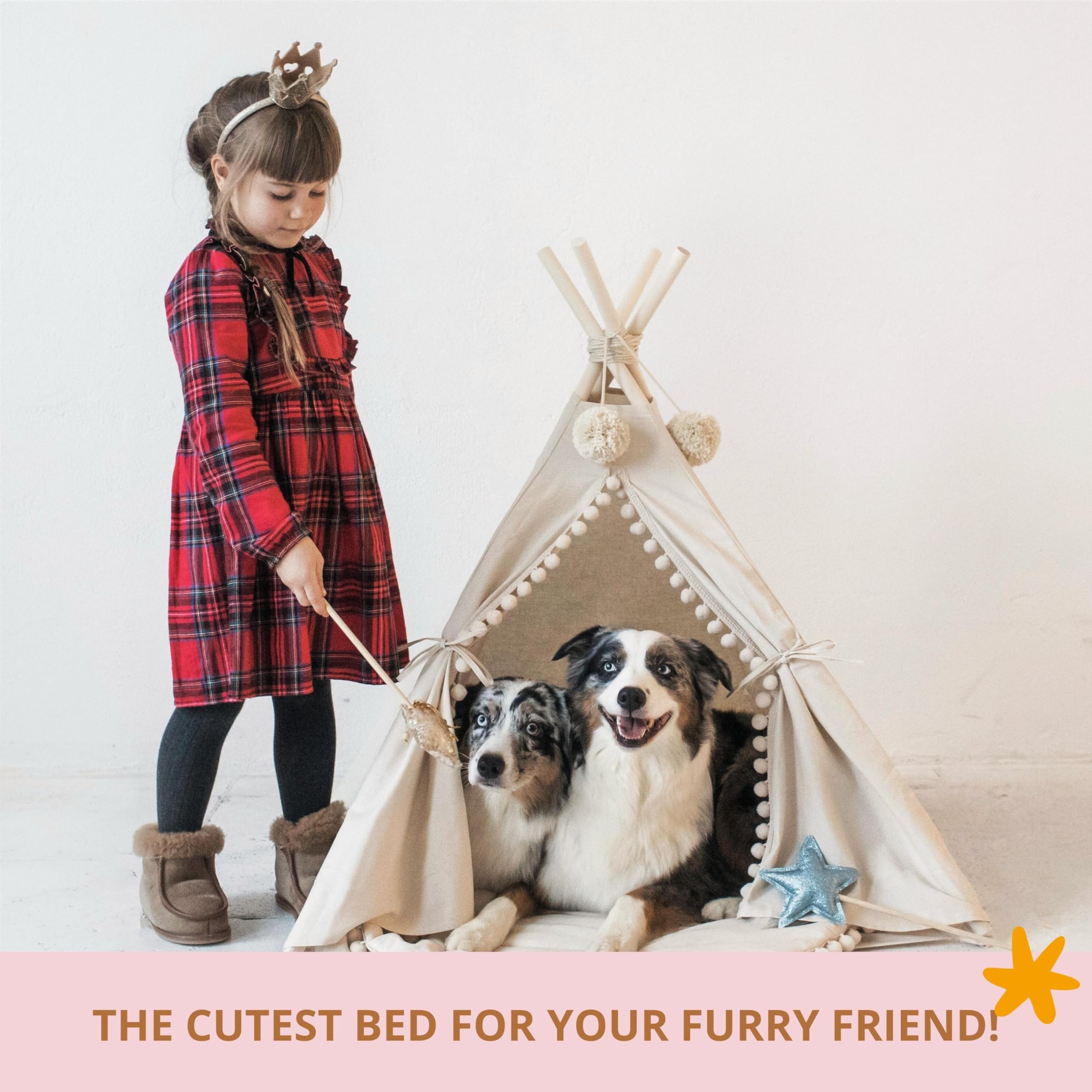 Cozy Indoor Dog House Tent - Hypoallergenic Cotton Pet Bed for Small & Large Dogs - Stylish Teepee Cave for Cats & Puppies - Perfect for Living Rooms, Bedrooms & Pet-Friendly Spaces (Large)