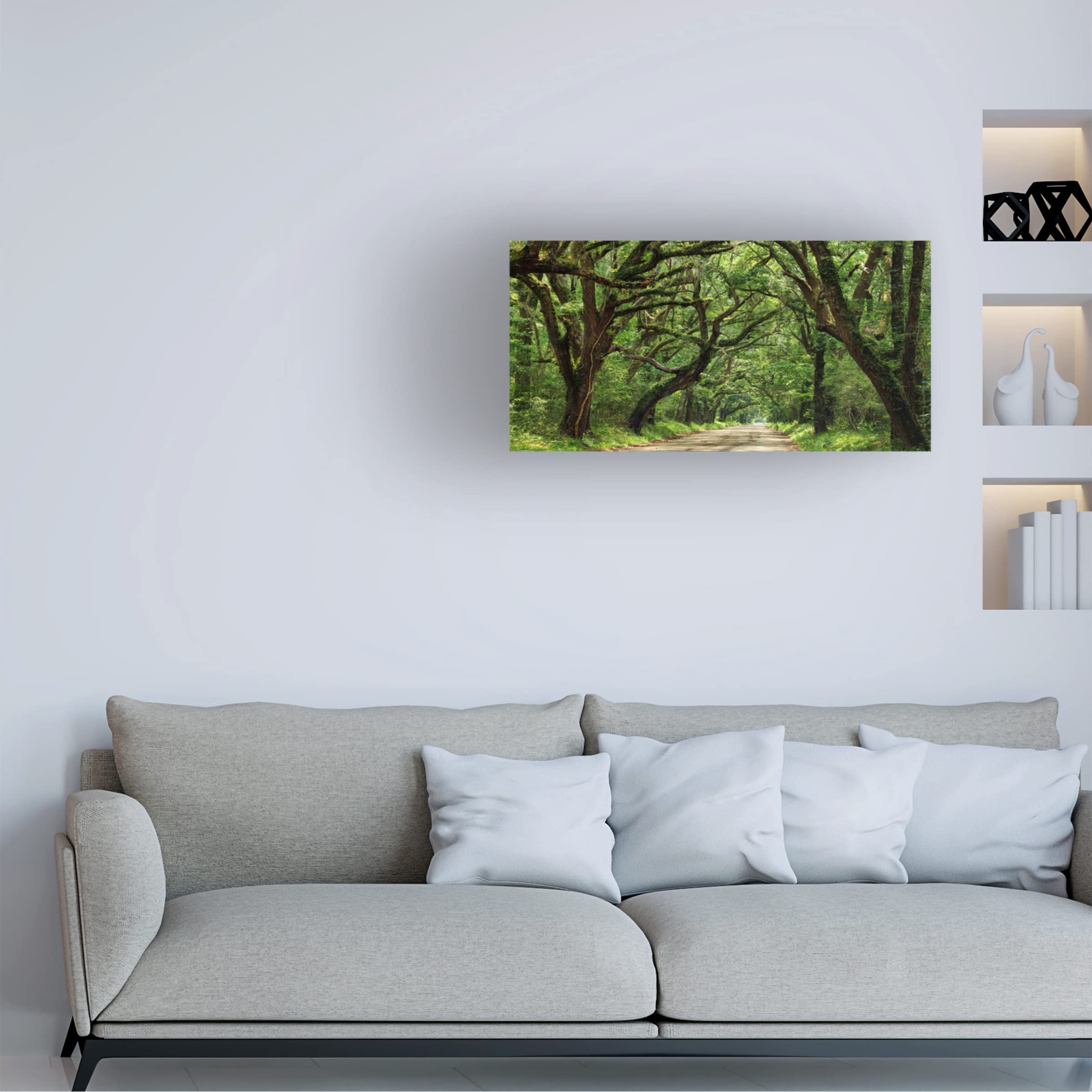 James McLoughlin 'Canopy Road Panorama IV' Canvas Wall Art Print - 16x32 Inches - Nature Landscape Painting for Living Room, Bedroom & Office Decor