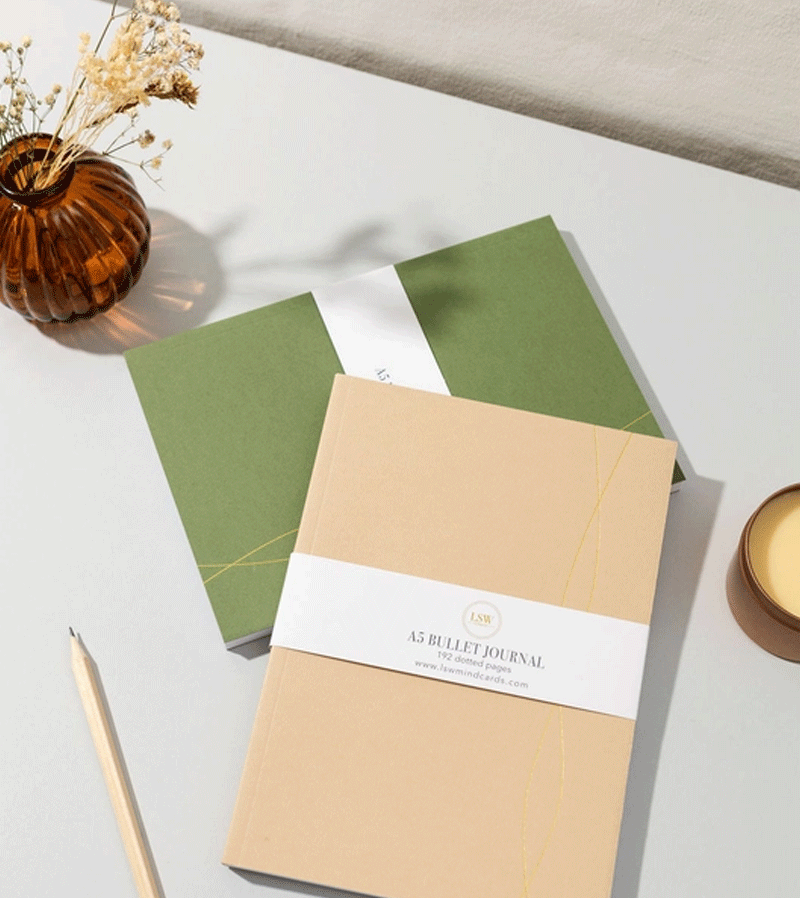 LSW Peach Dotted Notebook - A5 Grid Journal for Bullet Journaling, Sketching & Note Taking - Perfect for Students, Office & Creative Writing