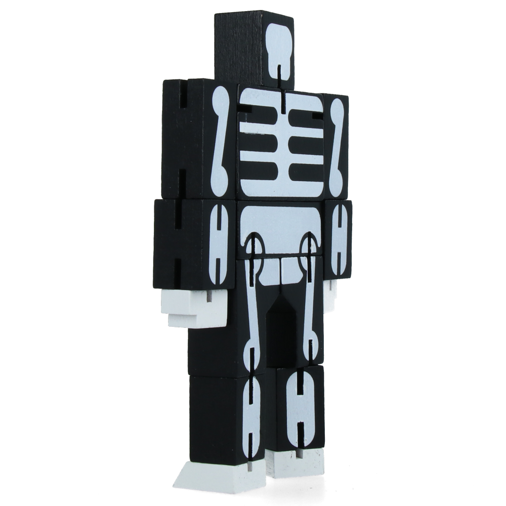 Cubebot Small Black/Skeleton Wooden Puzzle Toy - Fun Brain Teaser for Kids & Adults - Perfect for Office Desk, Stress Relief & Educational Play