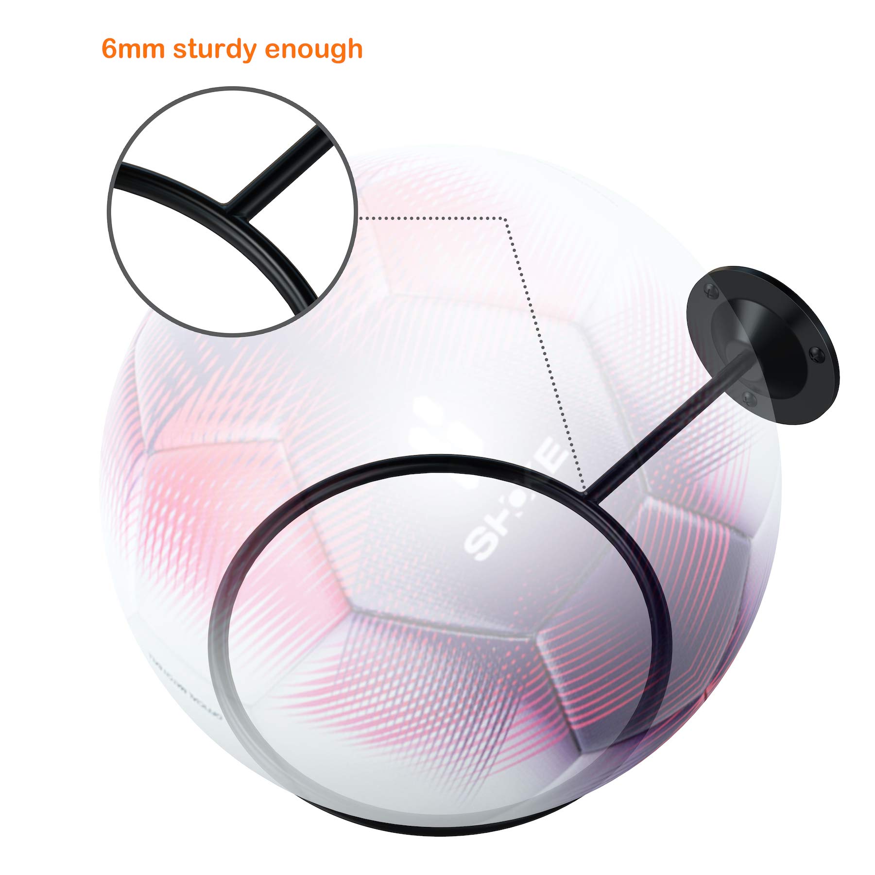 Wall Mount Basketball Holder for Sports Balls - Soccer, Volleyball Storage