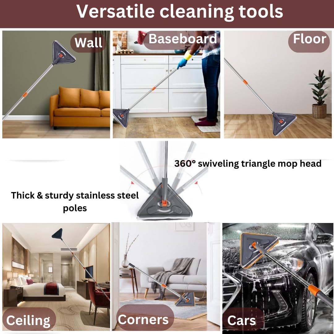 85-Inch Extendable Wall Mop with Long Handle - Heavy Duty Window Cleaner, Baseboard Duster & Ceiling Cleaning Tool - Perfect for High Walls, Hard-to-Reach Areas & Home Deep Cleaning