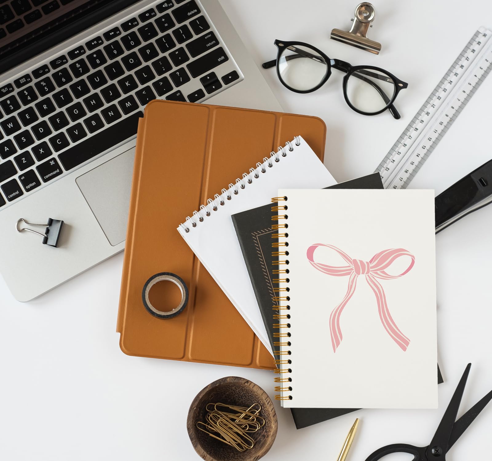 Coquette Pink Bow Spiral Notebook - Aesthetic Preppy Journal for Women & Girls, 5.5 x 8.3 College Ruled Notebook, Perfect for School, Office & Gift Giving
