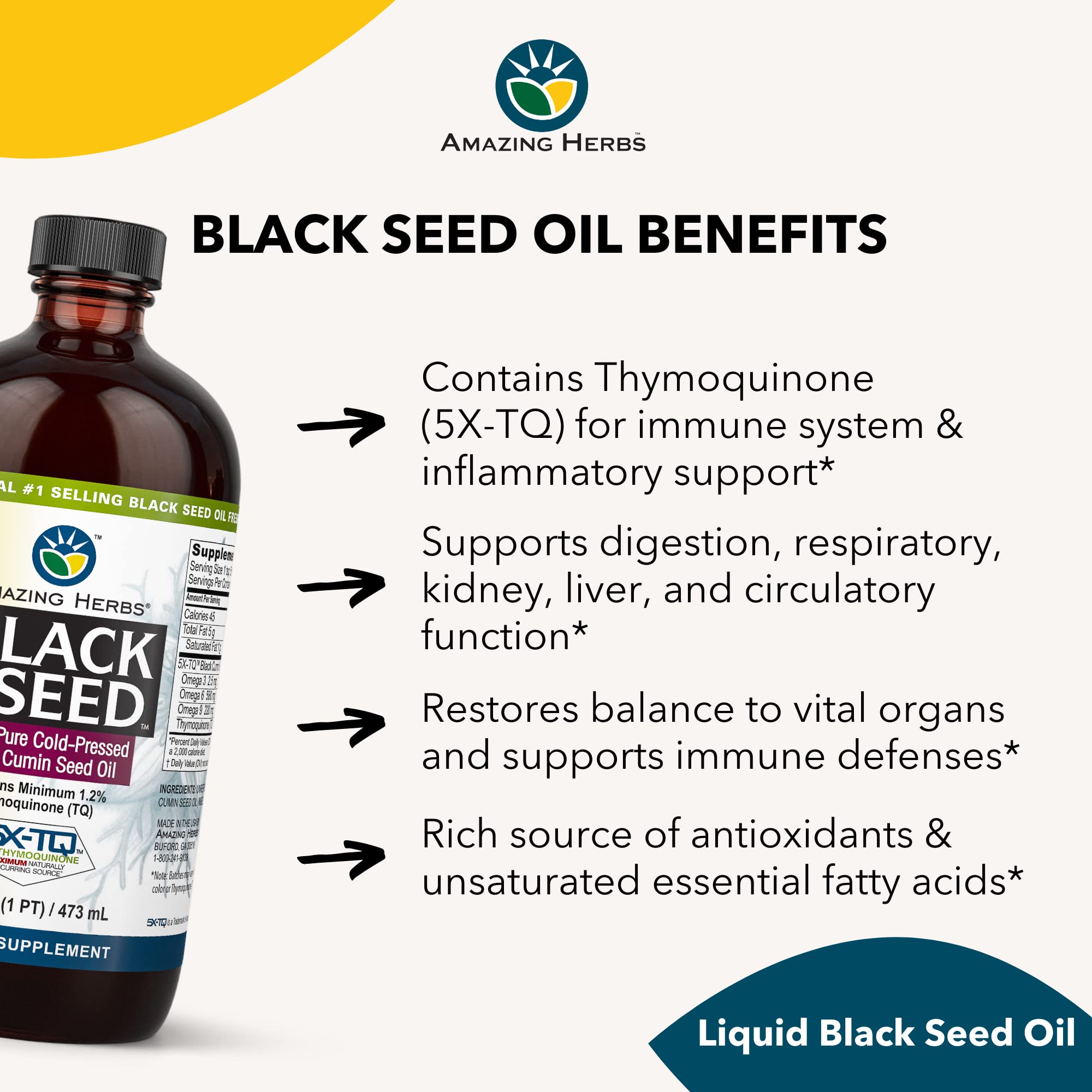 Premium Black Seed Oil - Cold Pressed Nigella Sativa for Digestive Health, Immune Support & Brain Function | Gluten Free, Non-GMO | 16 Fl Oz (Pack of 2) | Perfect for Daily Wellness & Natural Remedies