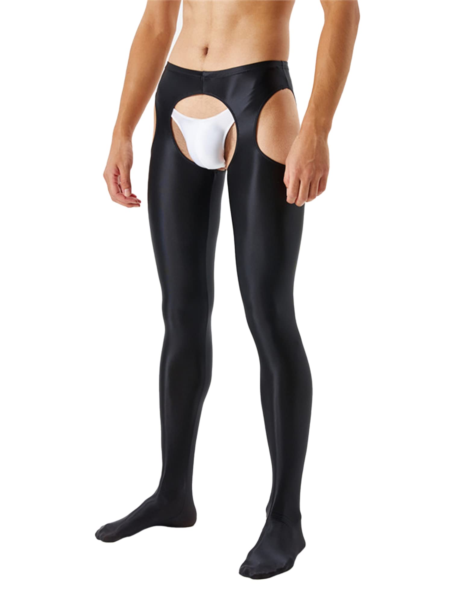 Men's Shiny Mesh Hollow Out Pantyhose - Transparent Nylon Tights for Sexy Underwear & Lingerie - Perfect for Cosplay, Role Play & Sensual Nights