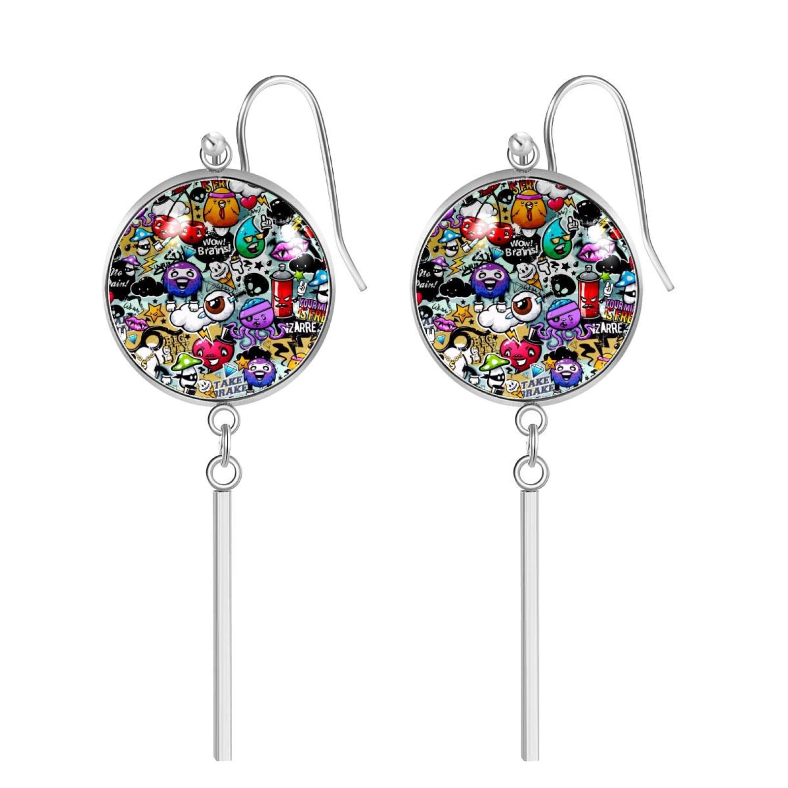 Unique Graffiti Texture Drop Earrings for Women - Fashion Dangle Earrings with Bizarre Elements, Perfect Gift for Birthday, Christmas & Special Occasions | Trendy Jewelry for Girls & Women
