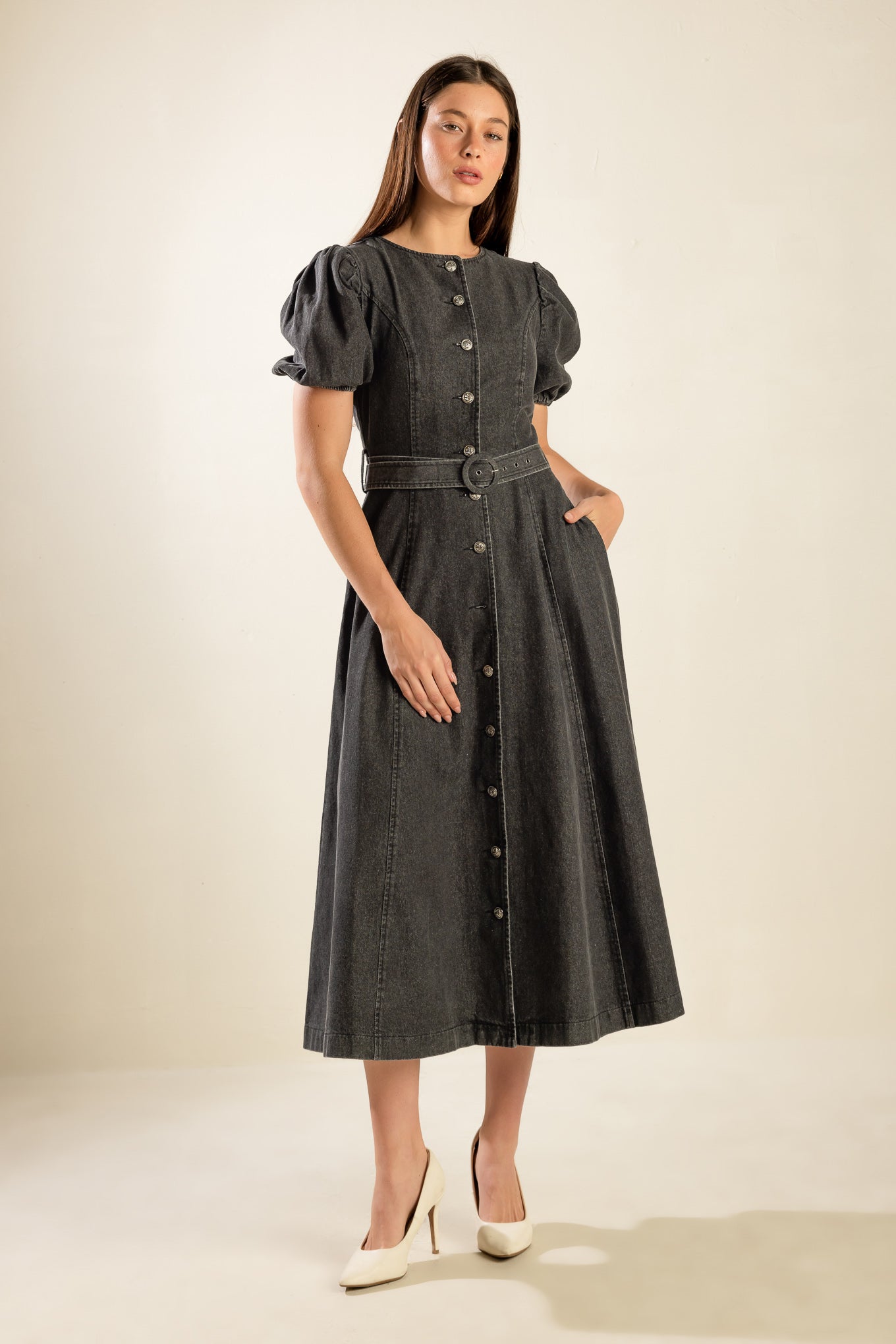 Stylish Black Denim Midi Dress for Women | Trendy Casual & Party Outfit | Perfect for Date Night, Office Wear & Evening Events