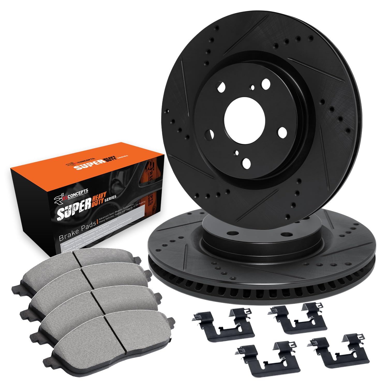 R1 Concepts Rear Brake Pads and Rotors Kit with Hardware - Compatible with 2005-2021 Chrysler 300, 2009-2021 Dodge Challenger, 2006-2021 Dodge Charger | OE Replacement for Smooth Braking Performance | Perfect for Daily Commuting and Highway Driving