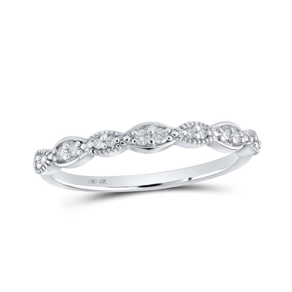 10K White Gold Women's Round Diamond Stackable Band Ring - 1/8 Cttw, Elegant Wedding & Anniversary Jewelry Gift for Her, Perfect for Stacking or Everyday Wear