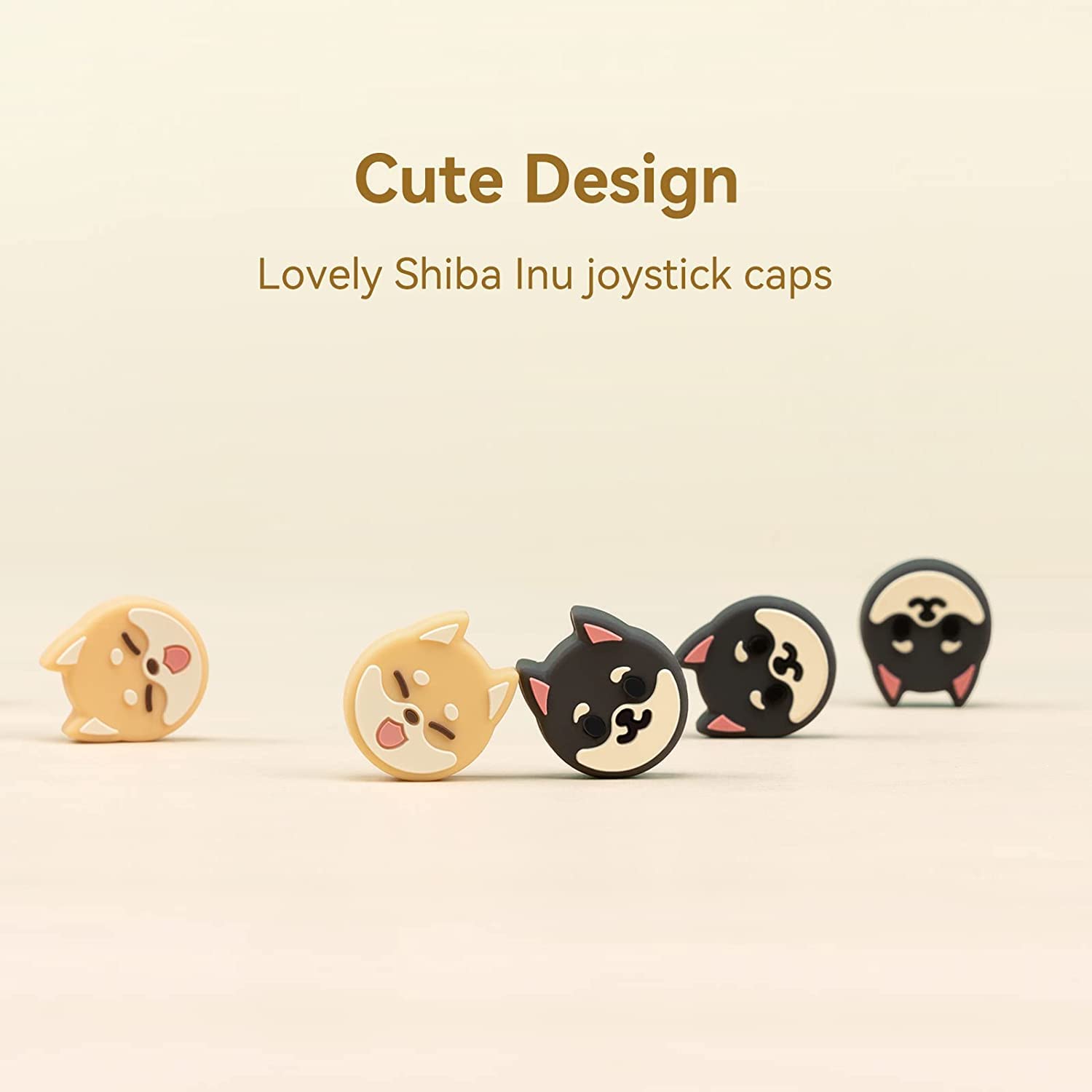 Cute Animal Themed Thumb Grip Caps for Nintendo Switch/OLED/Switch Lite - Soft Silicone Joystick Cover (4PCS, Shiba Inu Design) - Perfect for Gaming Comfort & Controller Protection