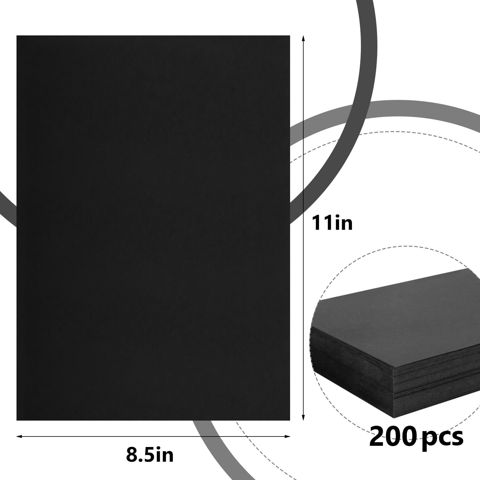 Premium 200 Sheets Black Cardstock Paper - 8.5